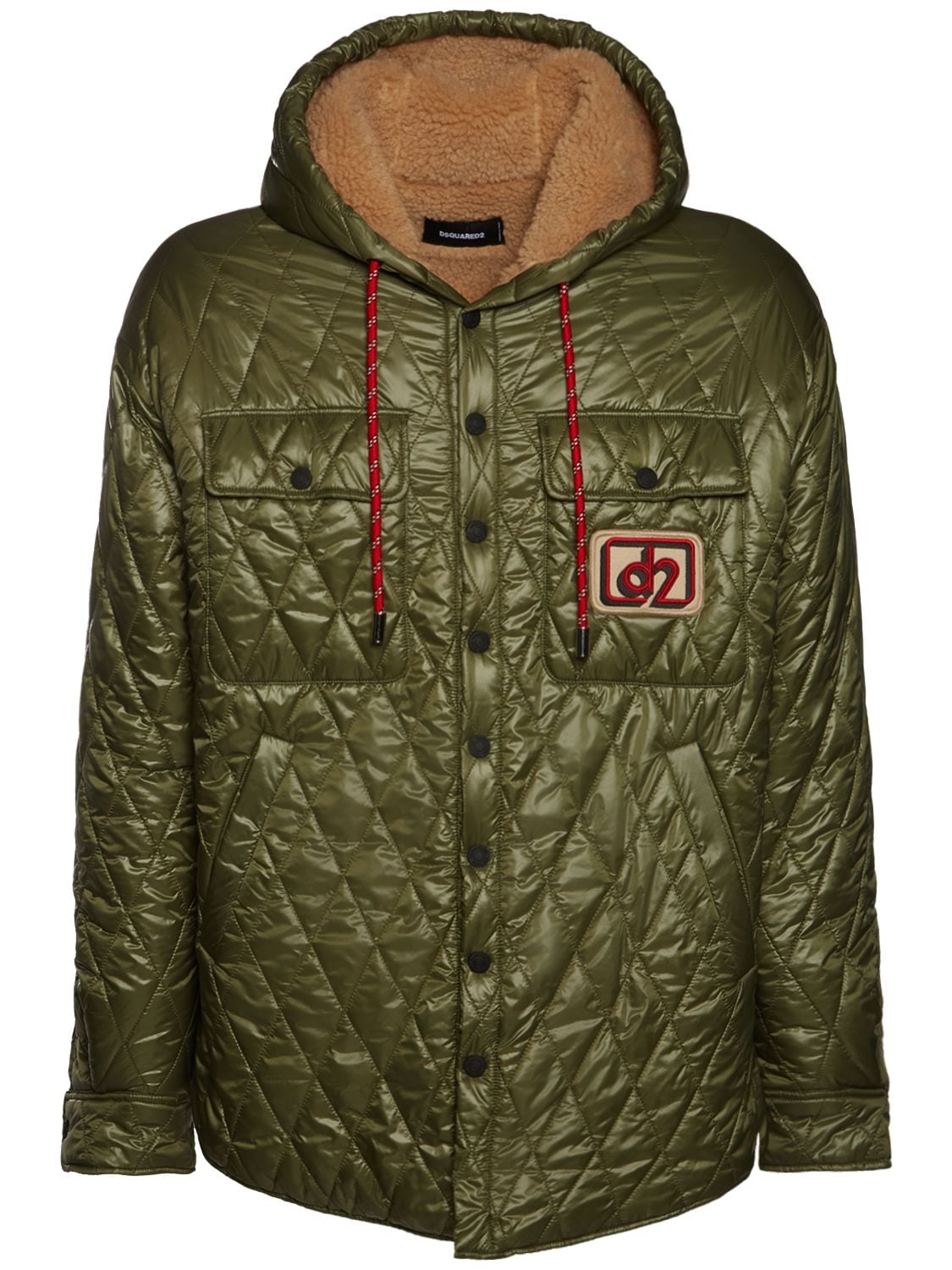 DSQUARED2 QUILTED SHIRT JACKET W/ HOOD