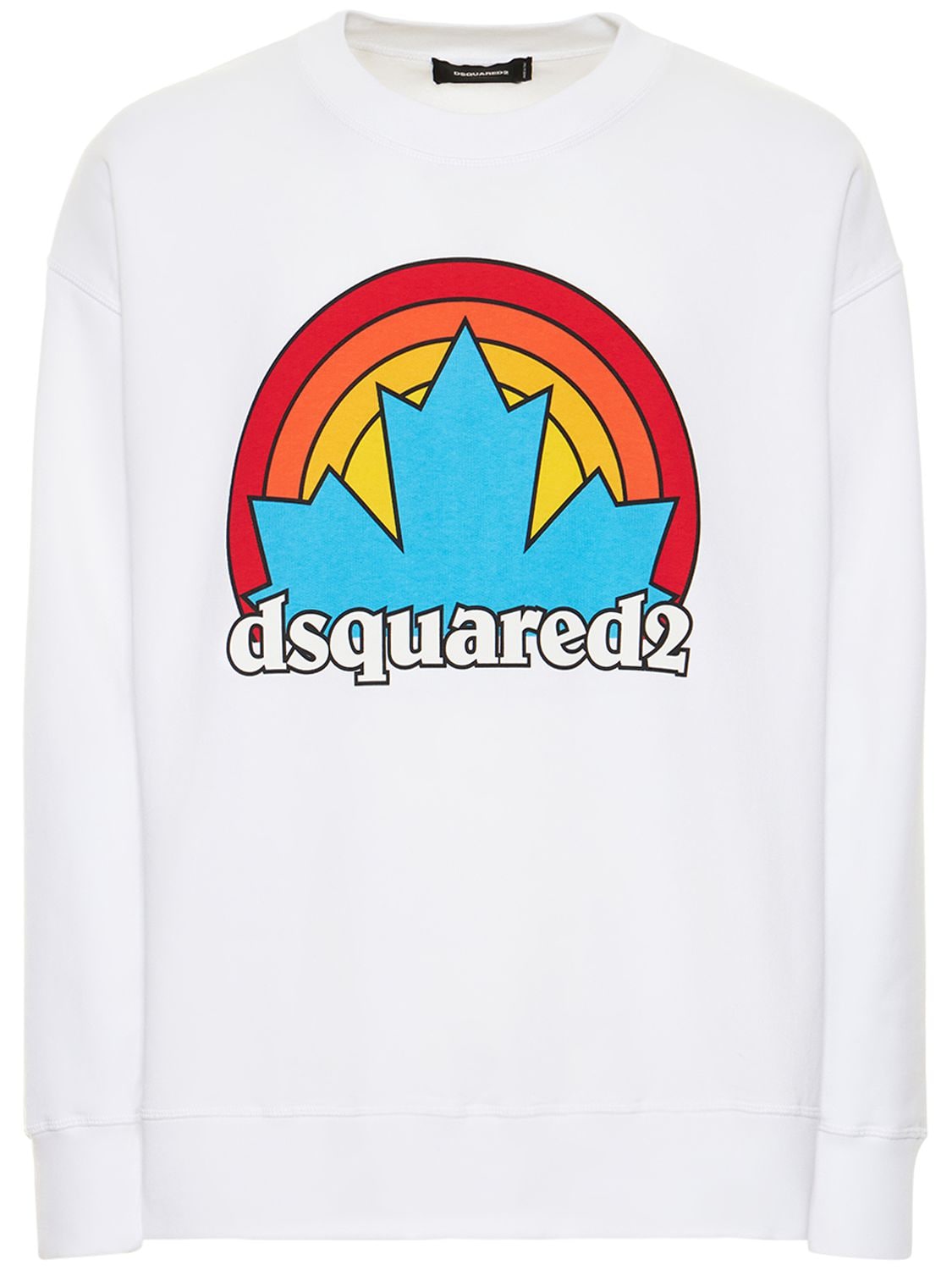 Dsquared2 Printed Cotton Jersey Sweatshirt In White