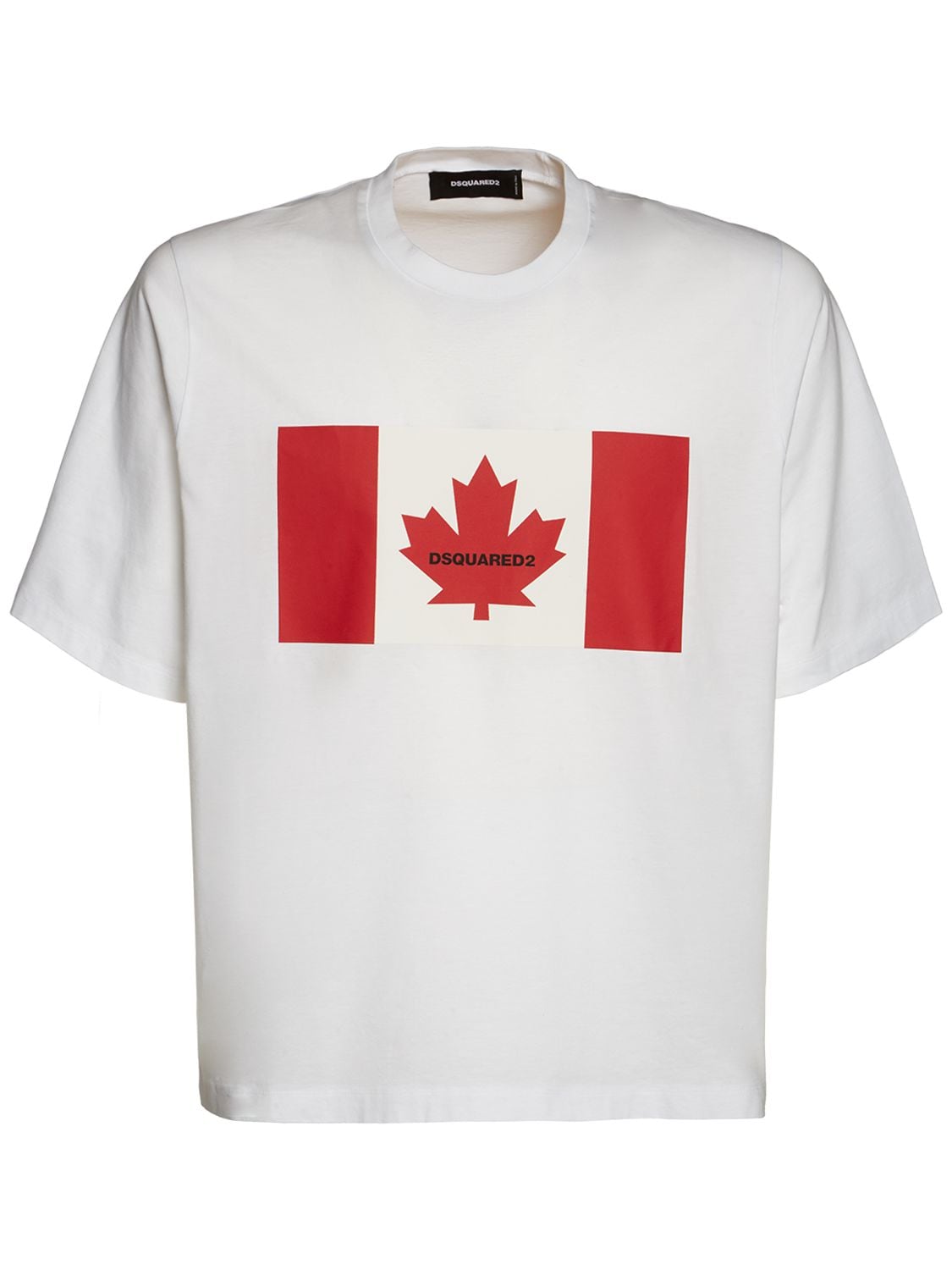 Dsquared2 Flag Print Cotton Jersey T-shirt White | ModeSens
