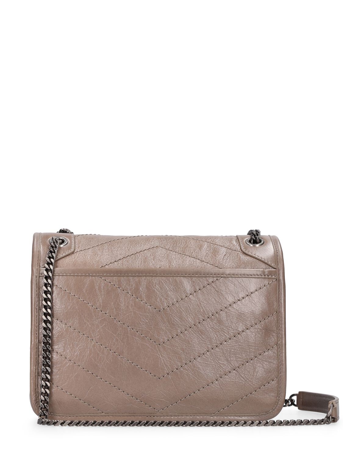 Shop Saint Laurent Baby Niki Leather Shoulder Bag In Greyish