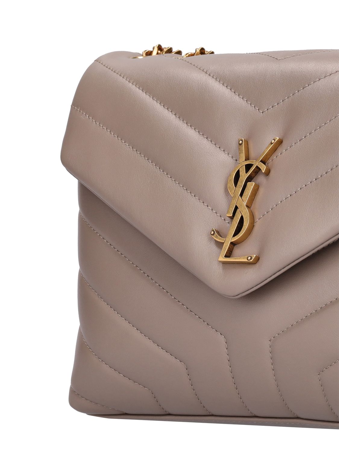 Saint Laurent Loulou Puffer Small Leather Shoulder Bag In Grey ModeSens