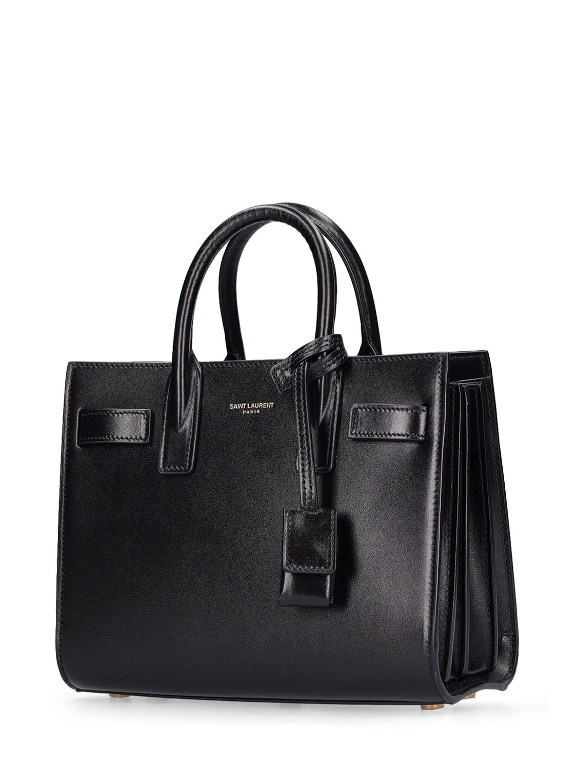 Shop Saint Laurent Nano Sac De Jour Leather Top Handle Bag In Black