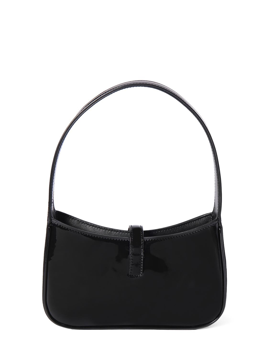 Shop Saint Laurent Le 5 À 7 Mini Patent Leather Hobo Bag In Black