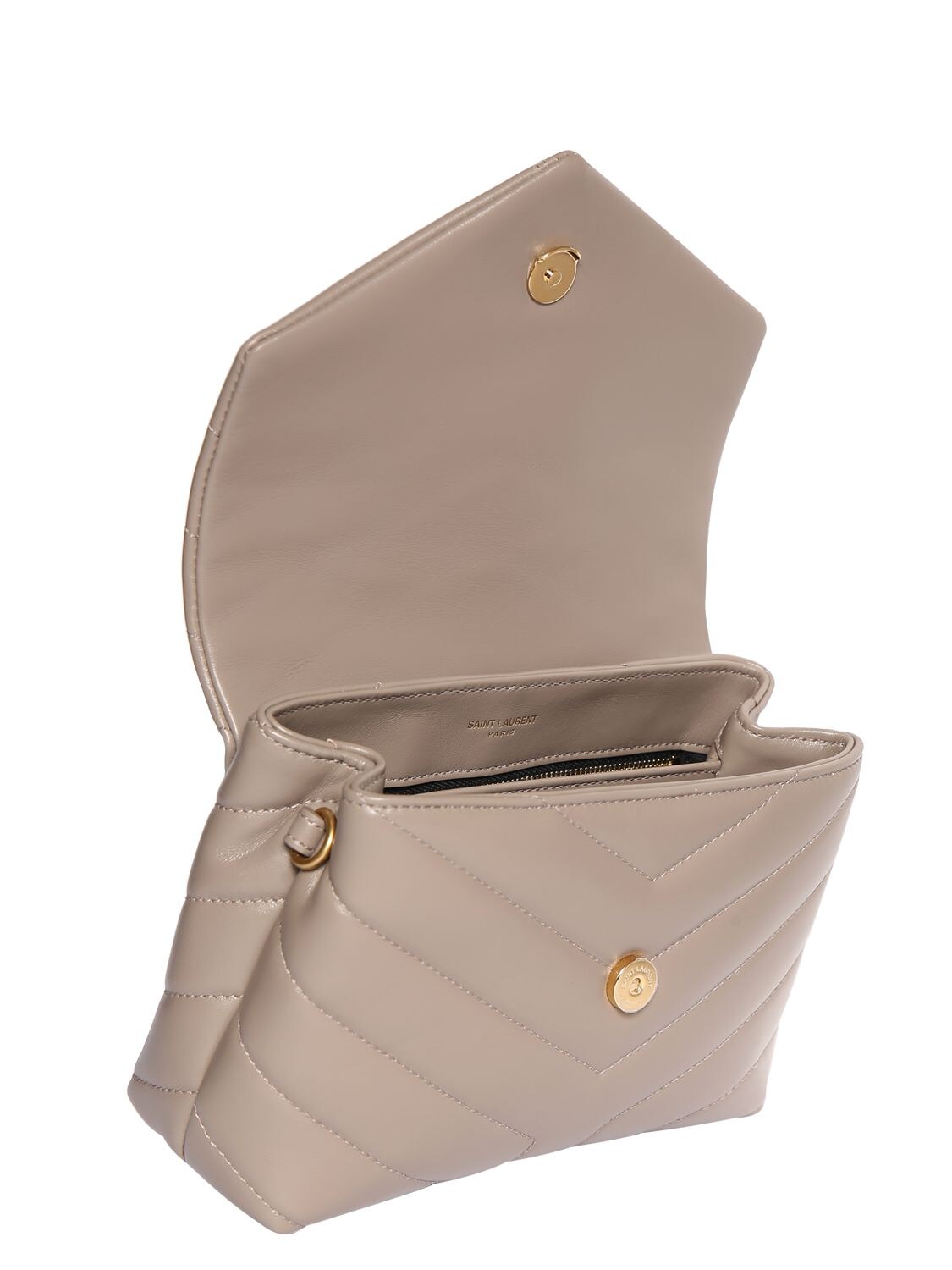 Shop Saint Laurent Toy Loulou Leather Shoulder Bag In Greyish