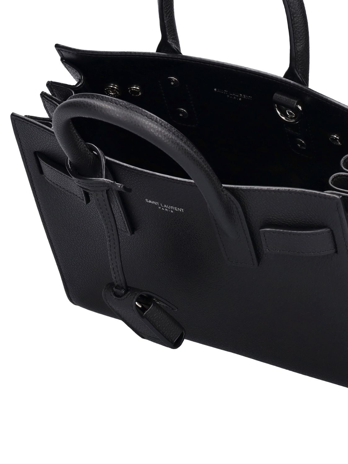 Shop Saint Laurent Nano Sac De Jour Leather Top Handle Bag In Black