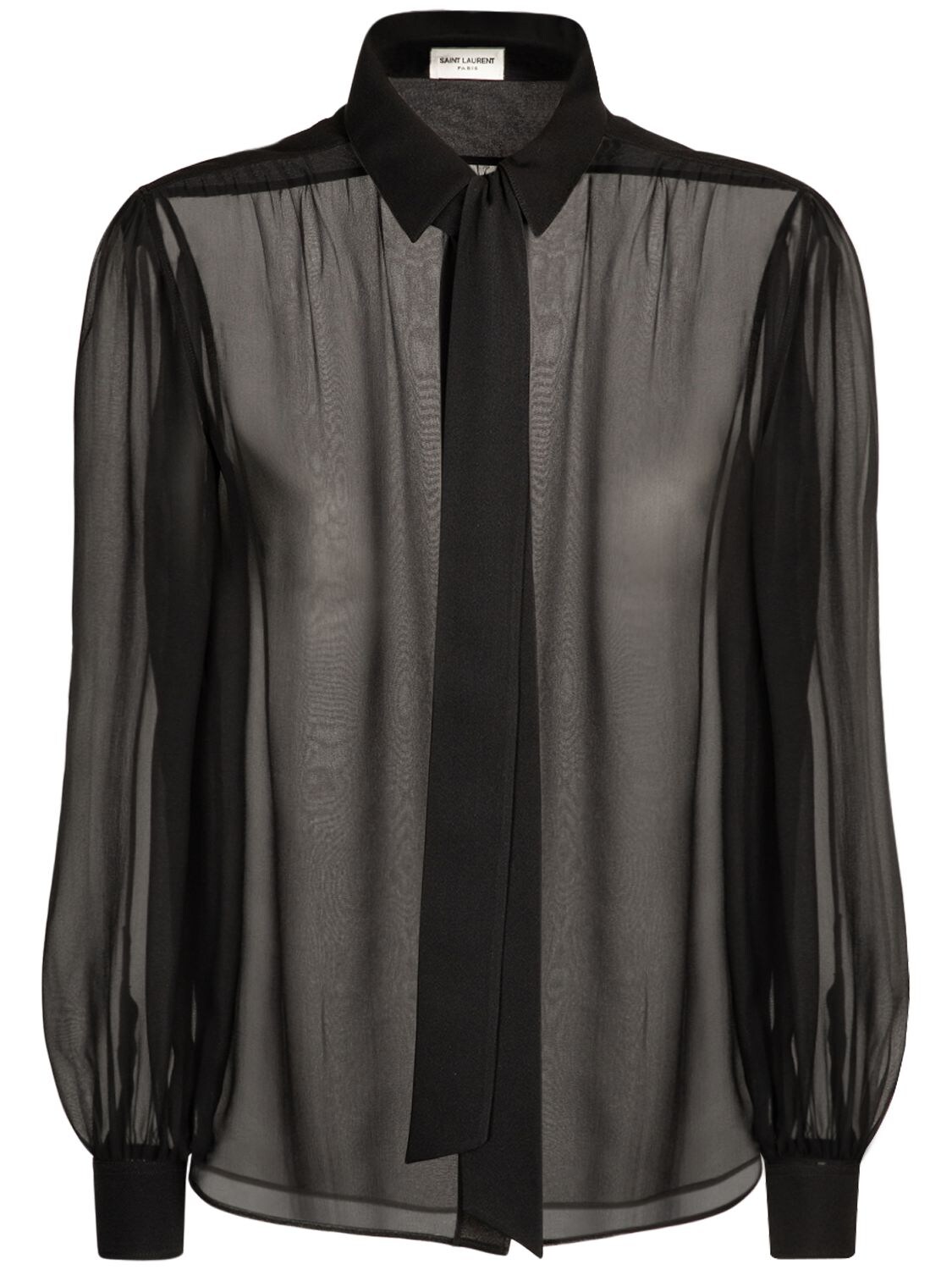 Saint Laurent Crepe Satin Shirt In Noir