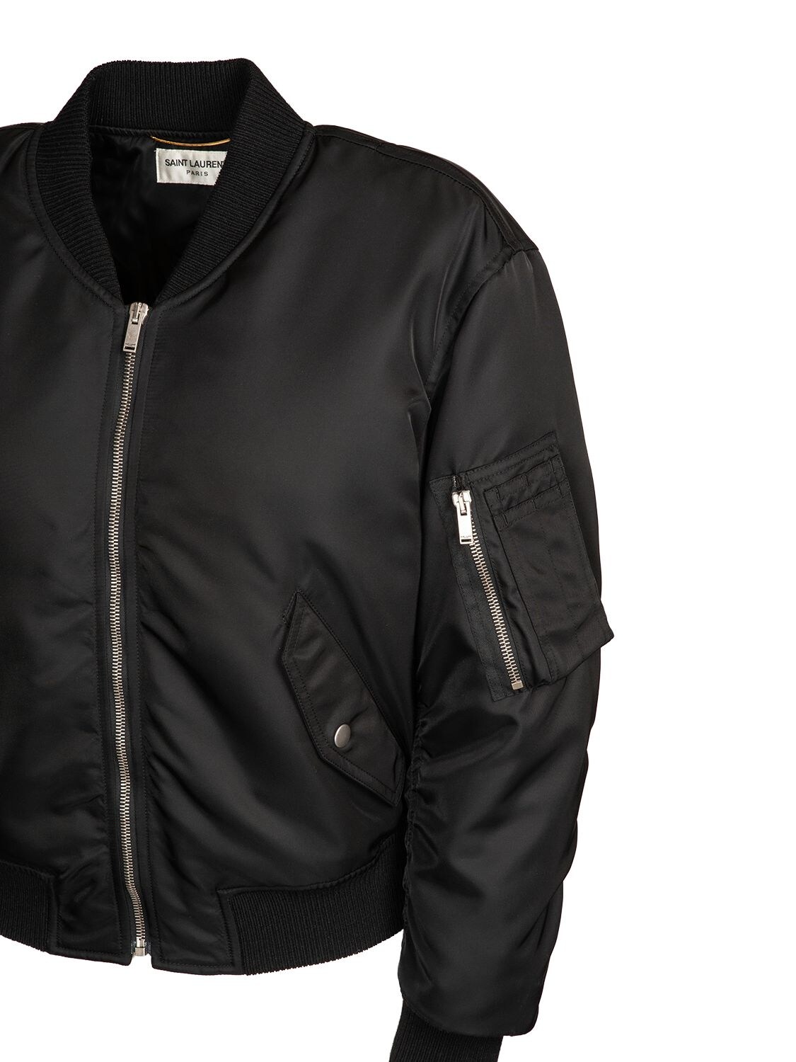 Shop Saint Laurent Nylon Bomber Jacket In Noir