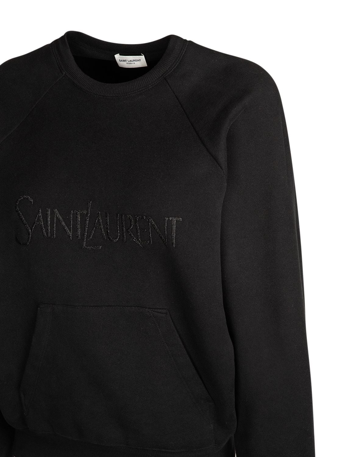 Shop Saint Laurent Embroidered Cotton Sweatshirt In Noir