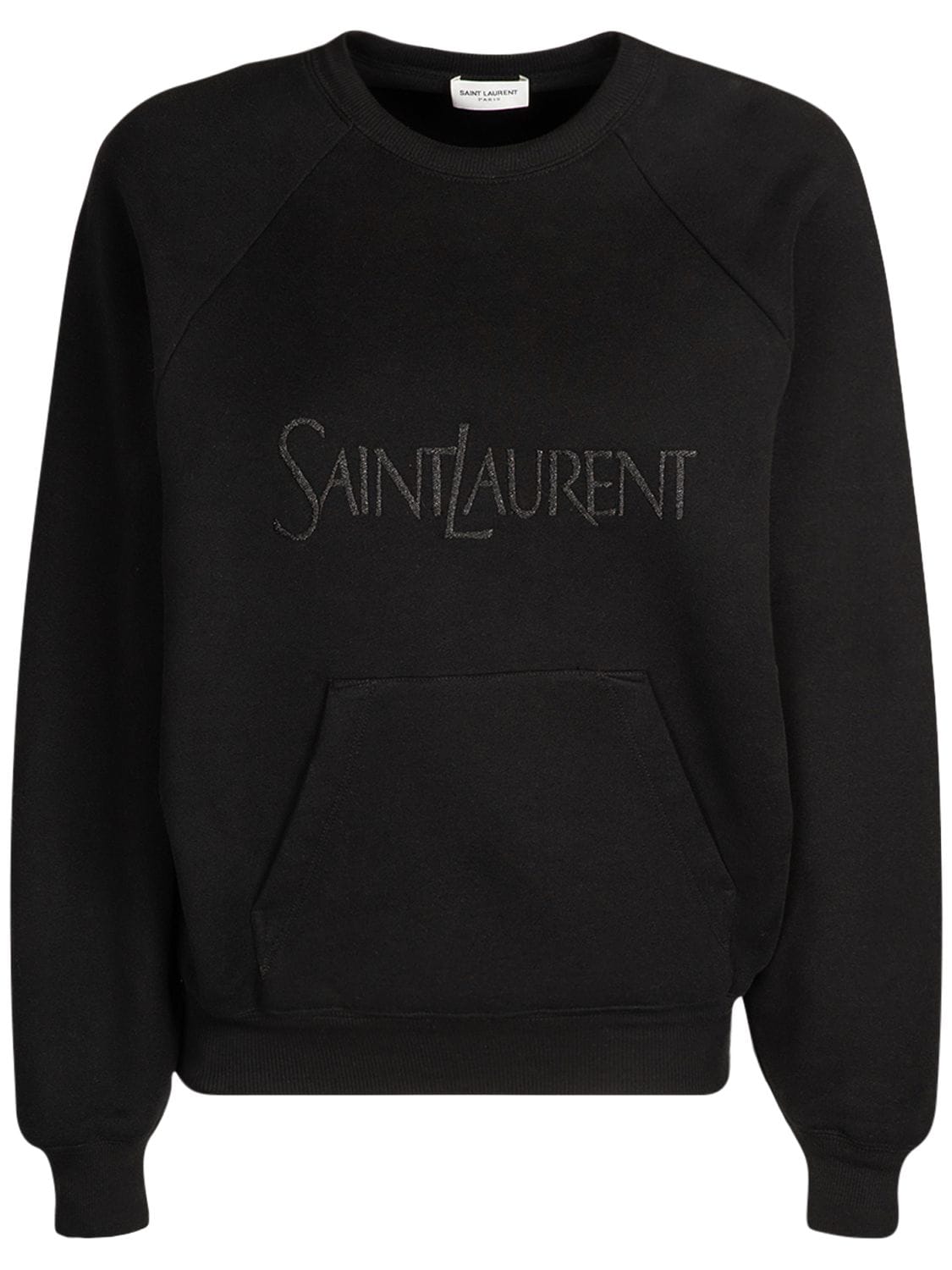 Shop Saint Laurent Embroidered Cotton Sweatshirt In Noir