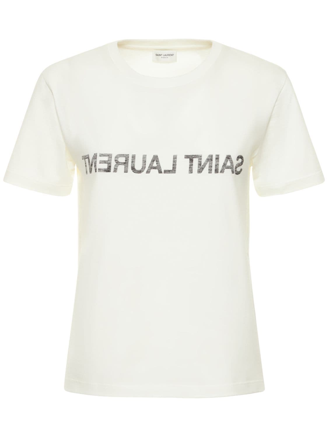 Shop Saint Laurent Printed T-shirt In Naturel