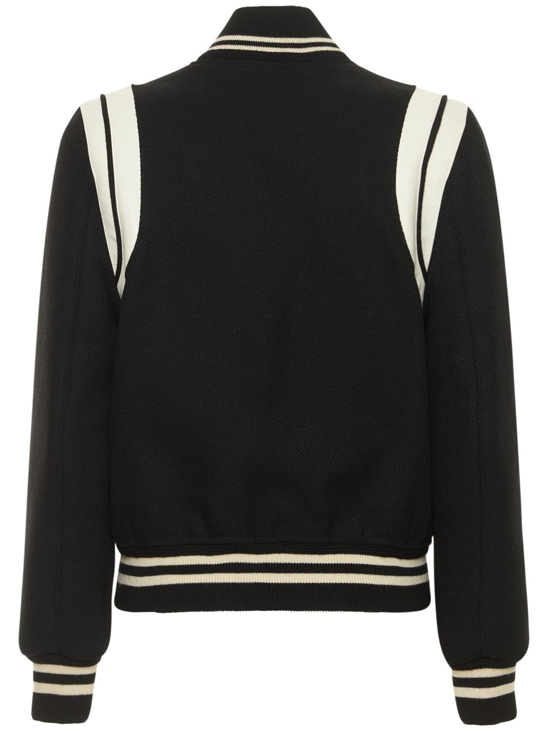 Shop Saint Laurent Wool Blend Bomber Jacket In 블랙