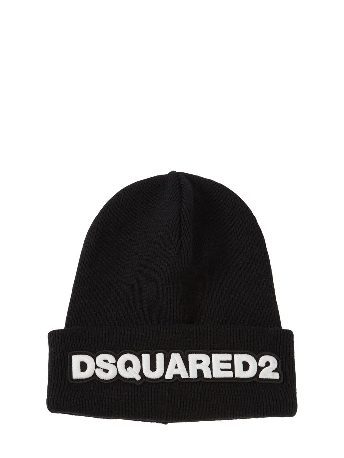 DSQUARED2 LOGO PATCH KNIT BEANIE HAT