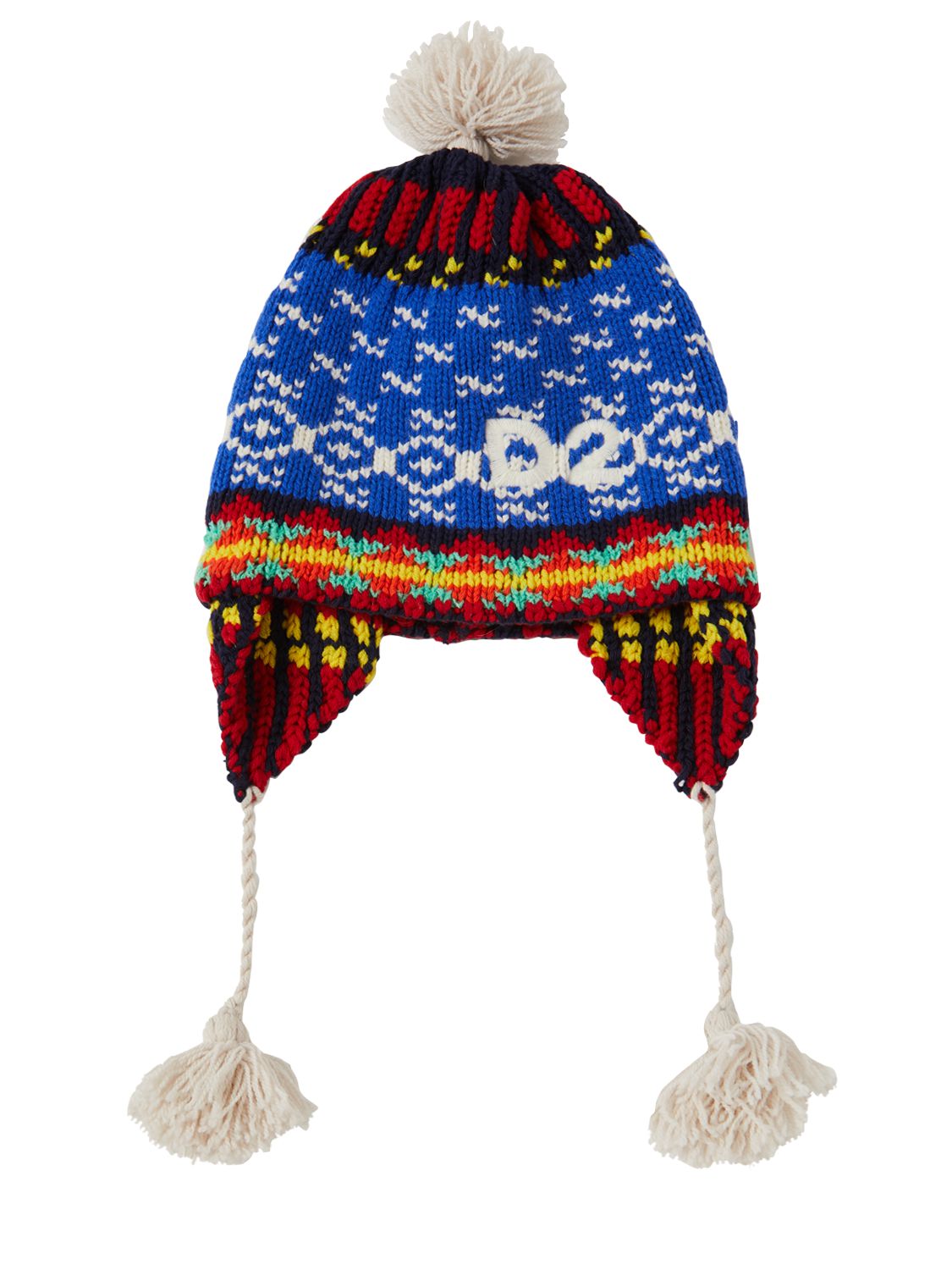 Dsquared2 Chullo Intarsia Knit Hat In Multicolor