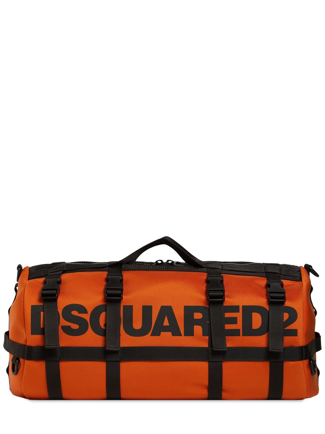 DSQUARED2 Logo Print Nylon Duffle Bag W/ Straps