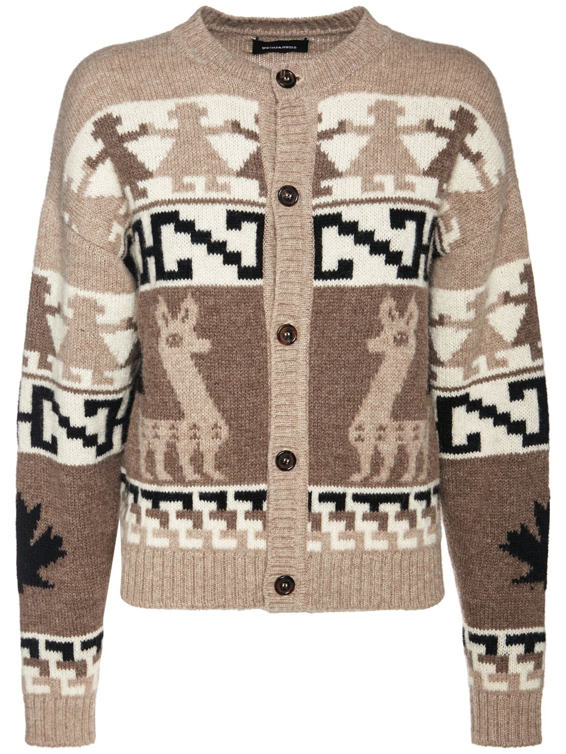 DSQUARED2 ALPACA JACQUARD KNIT CARDIGAN