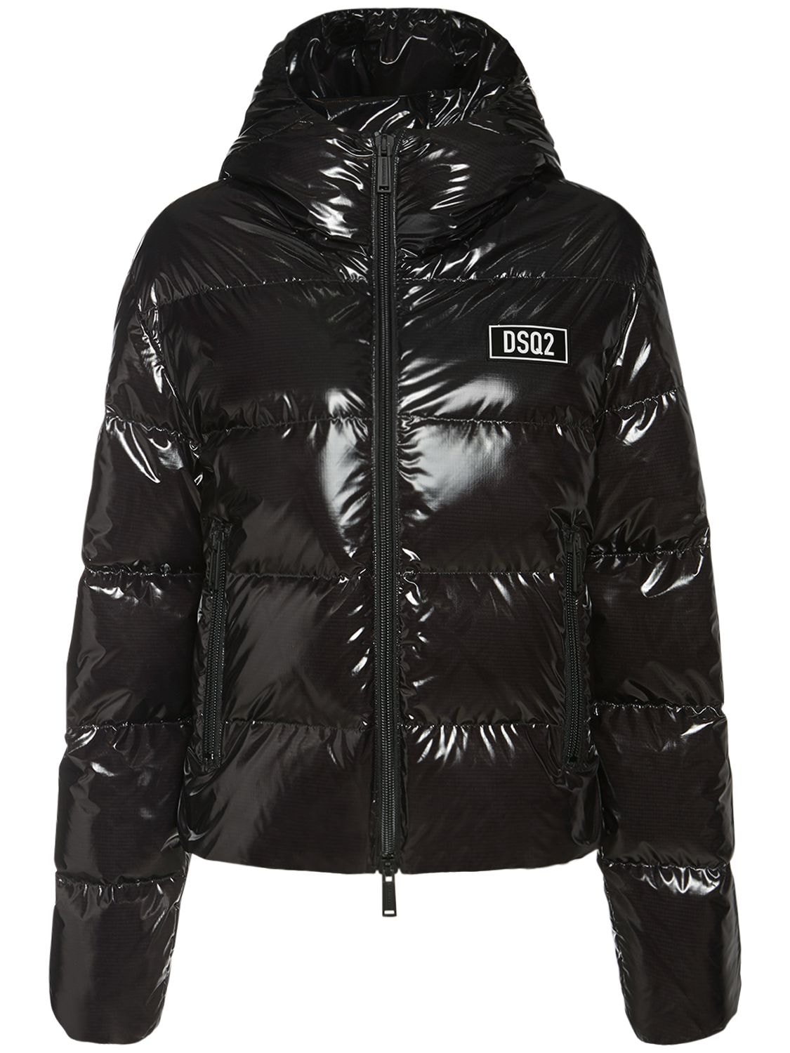 Dsquared2 Shiny Ripstop Hooded Down Jacket In Black | ModeSens