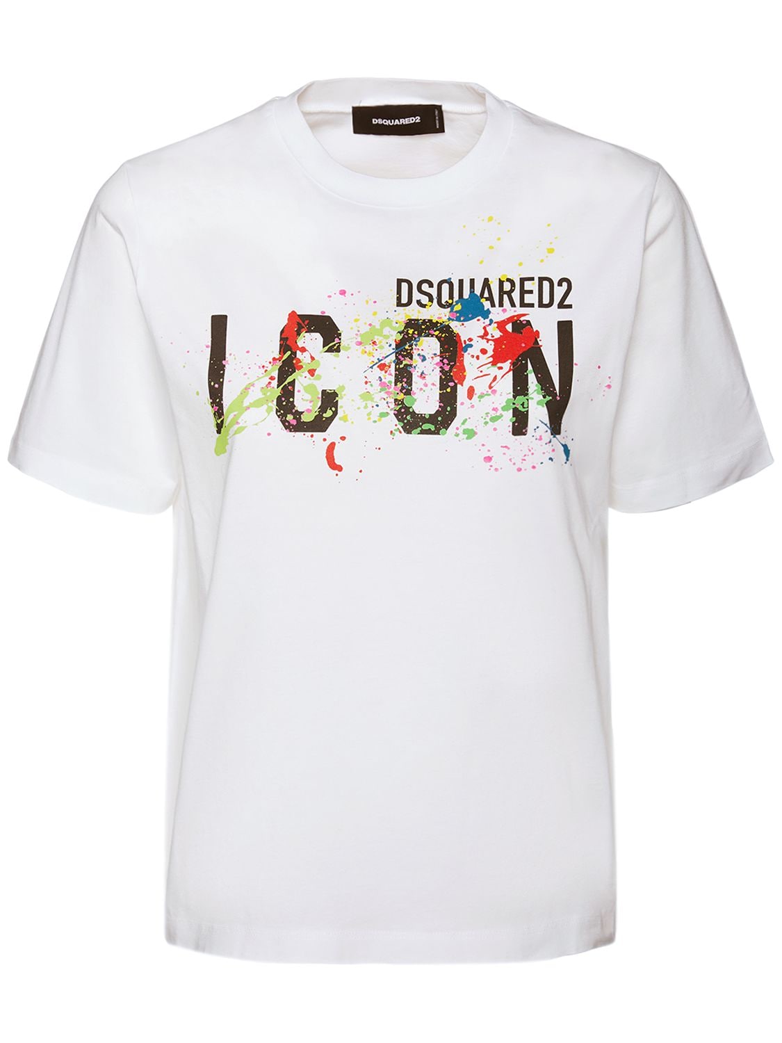 Dsquared2 Icon Splatter Print Jersey T-shirt In White | ModeSens