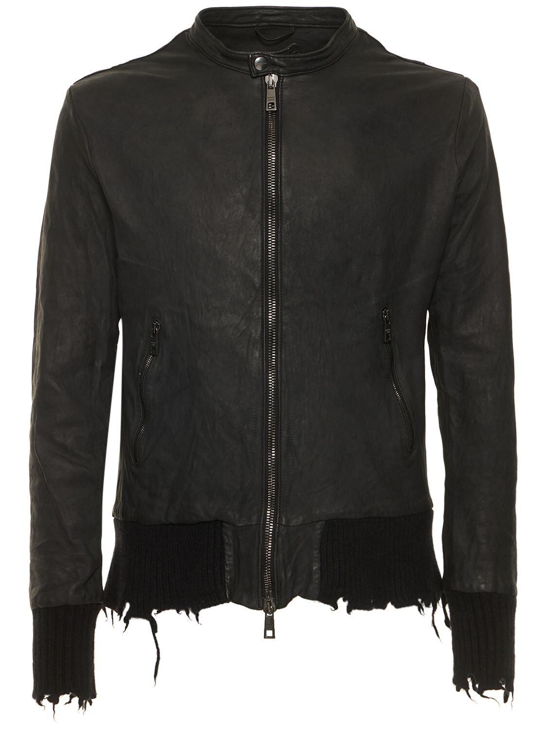 Giorgio Brato Leather Bomber Jacket In Black | ModeSens