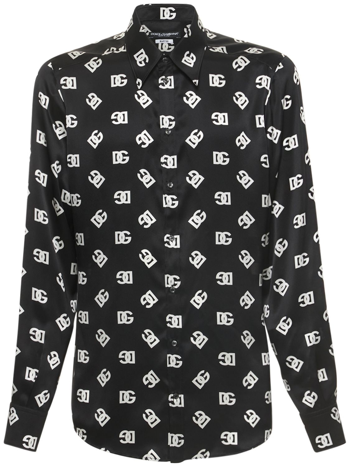 DOLCE & GABBANA ALL OVER LOGO PRINT SILK SHIRT