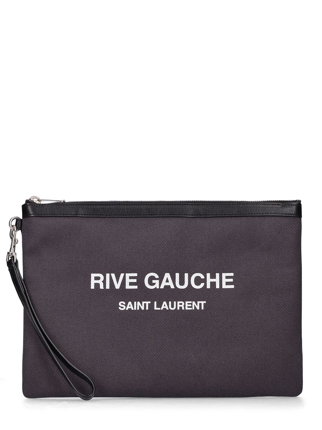 Rive Gauche Canvas & Leather Pouch