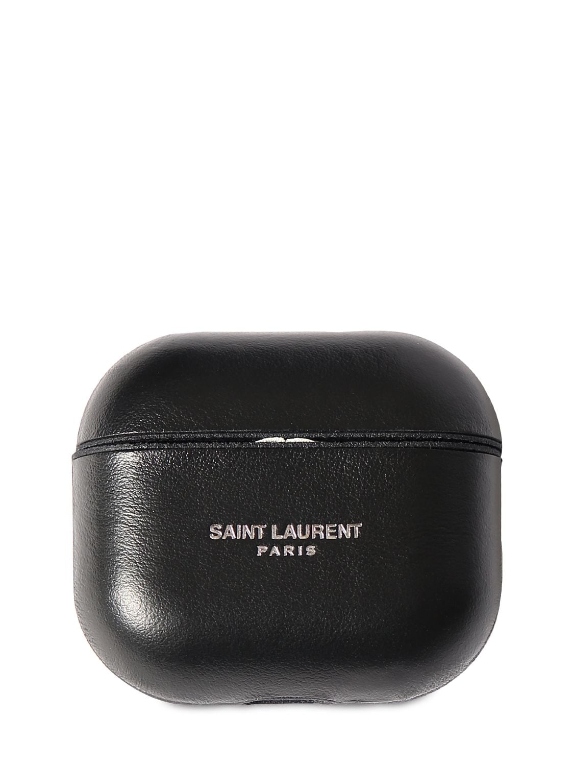 Saint Laurent Logo Leather Airpods 3 Case In Black