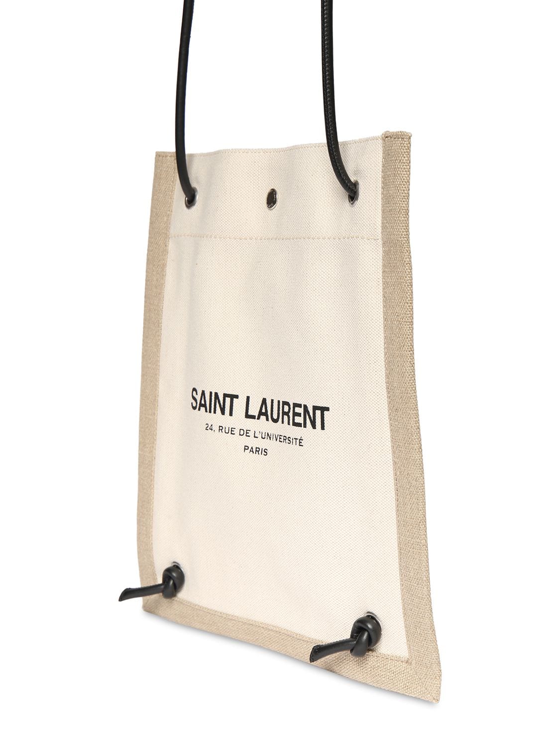 Saint Laurent Canvas Tote Bag In Ecru