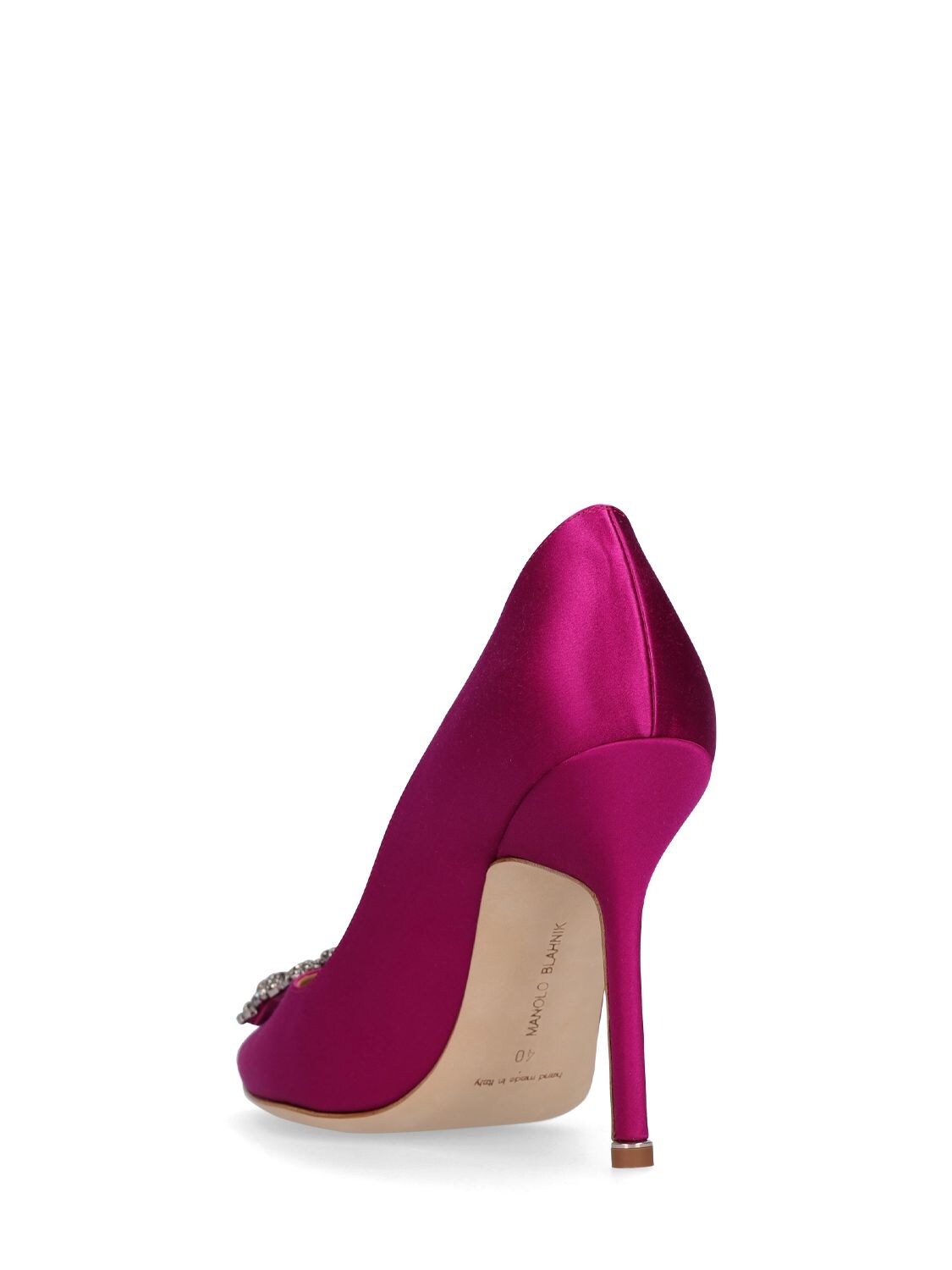 Shop Manolo Blahnik 105mm Hangisi Satin Pumps In Fuchsia