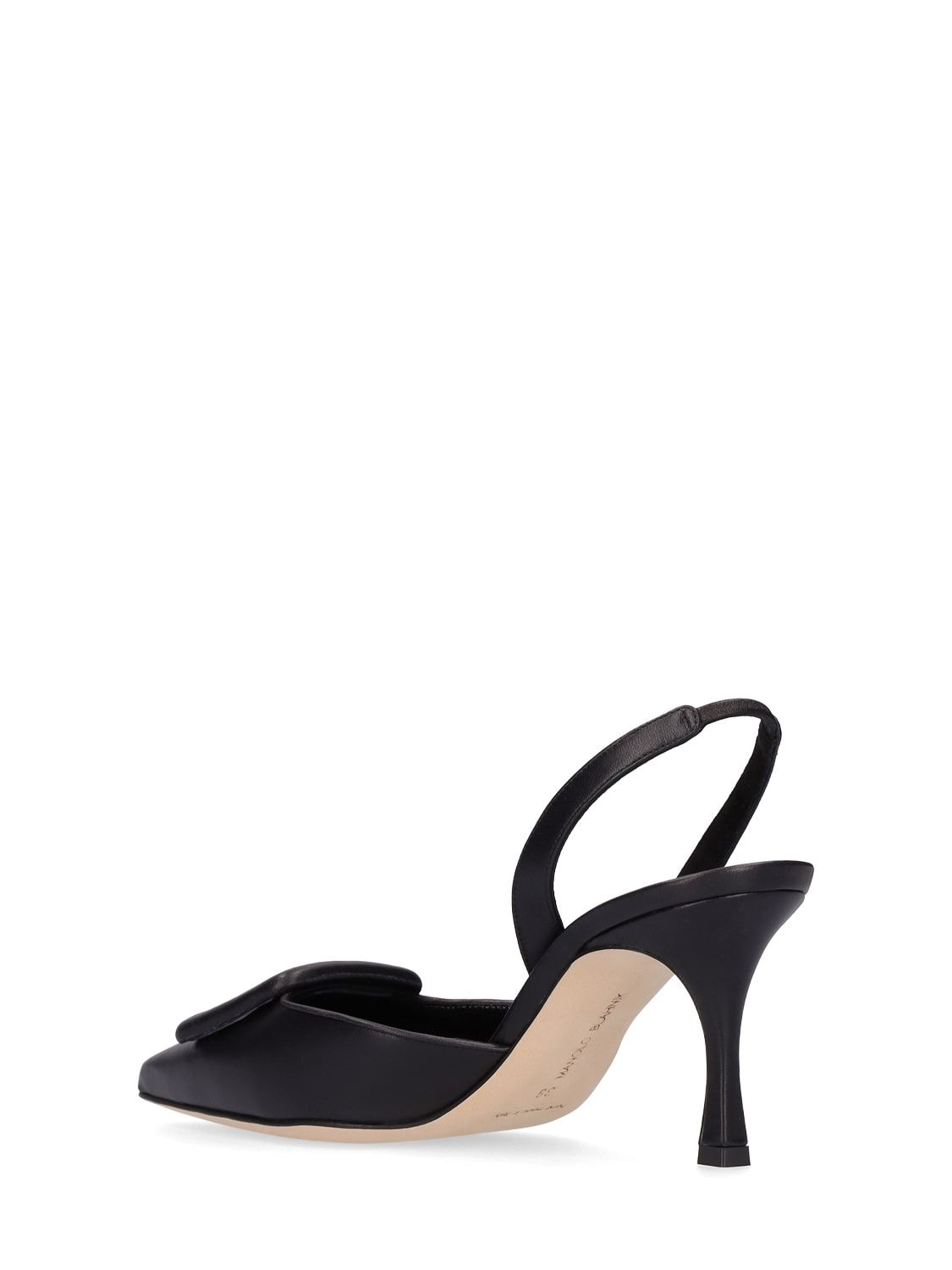 Manolo Blahnik 70mm Maysli Leather Slingback Pumps In Black | ModeSens