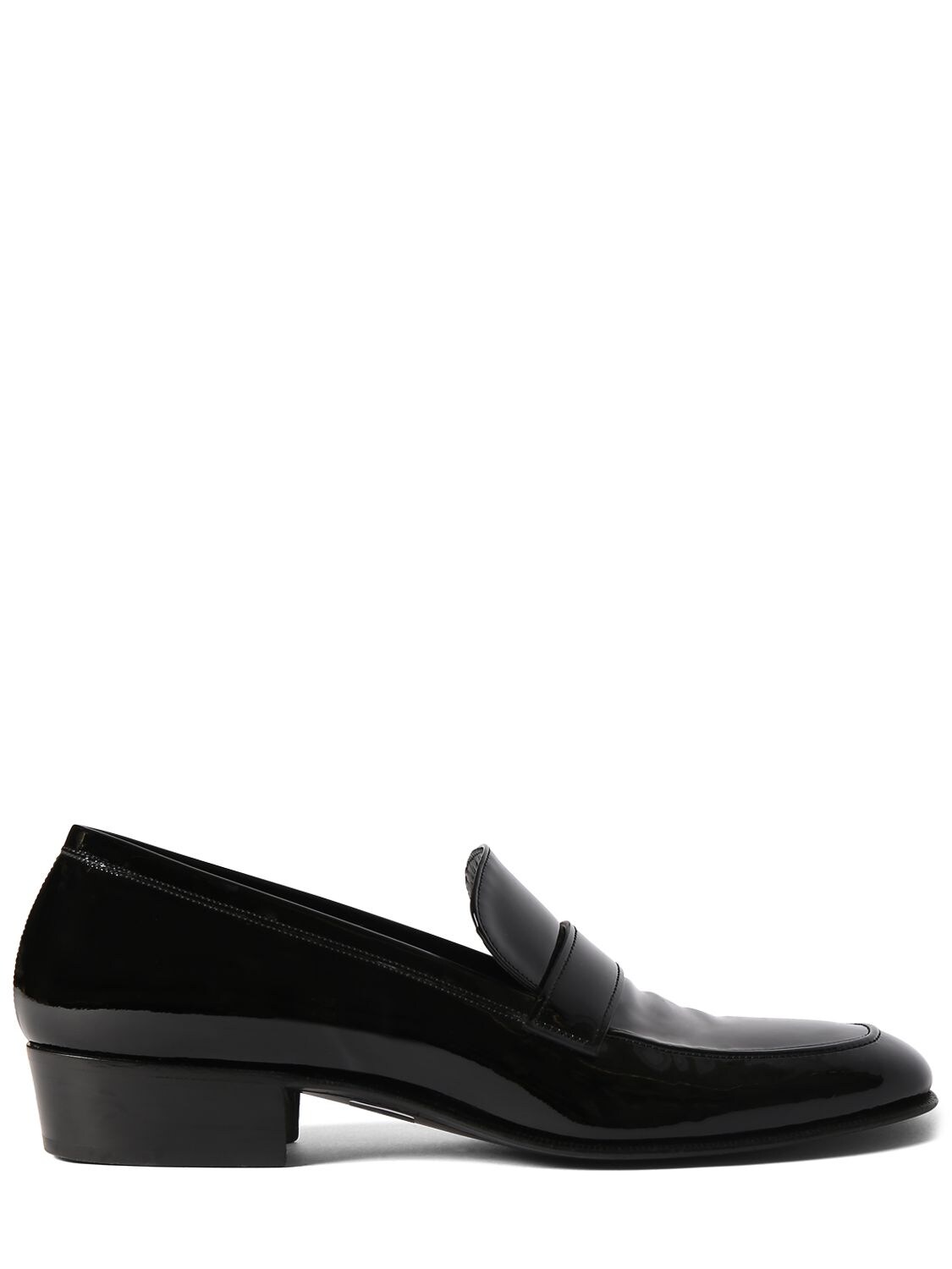 Saint Laurent 30mm Solferino Patent Leather Loafers In Black