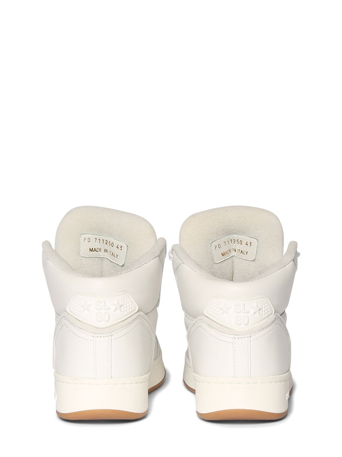 Shop Saint Laurent Sl/80 Leather Mid Top Sneakers In White