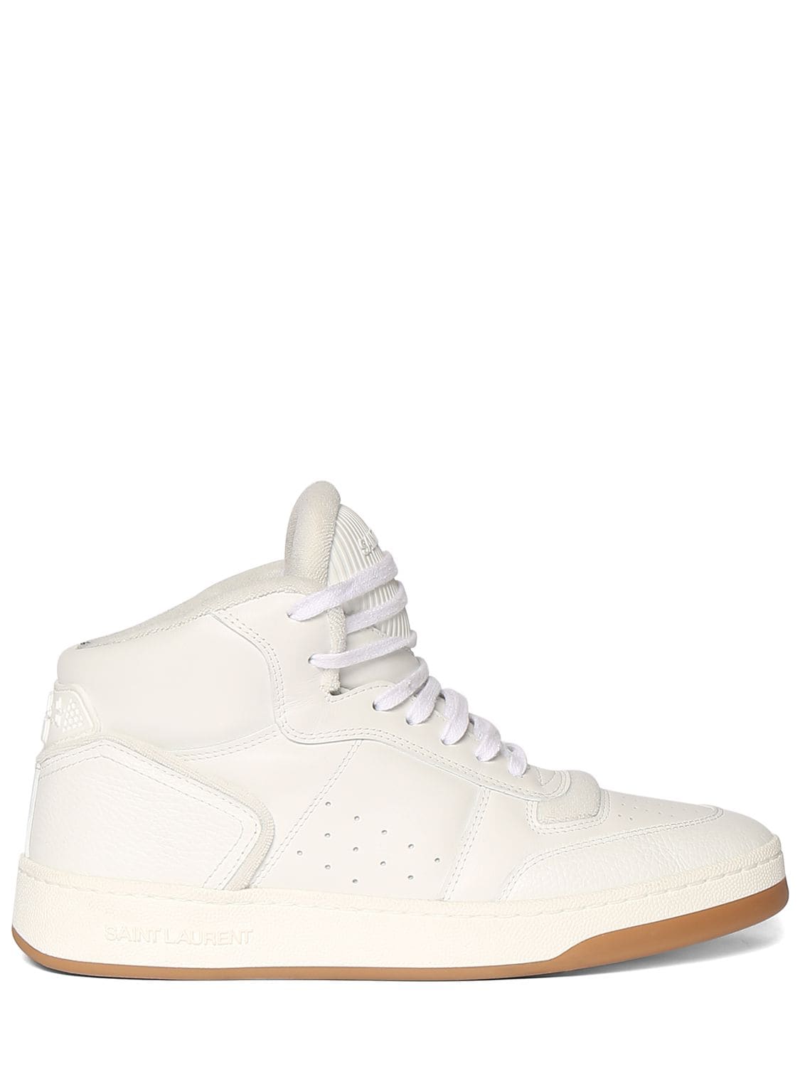 Saint Laurent Sl/80 Leather Mid Top Sneakers In White