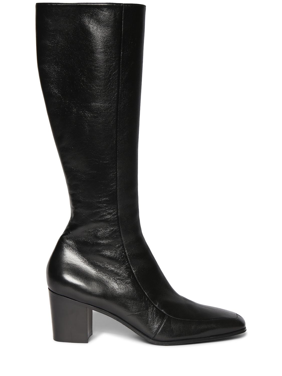 SAINT LAURENT 70MM OTTO ZIP-UP LEATHER TALL BOOTS