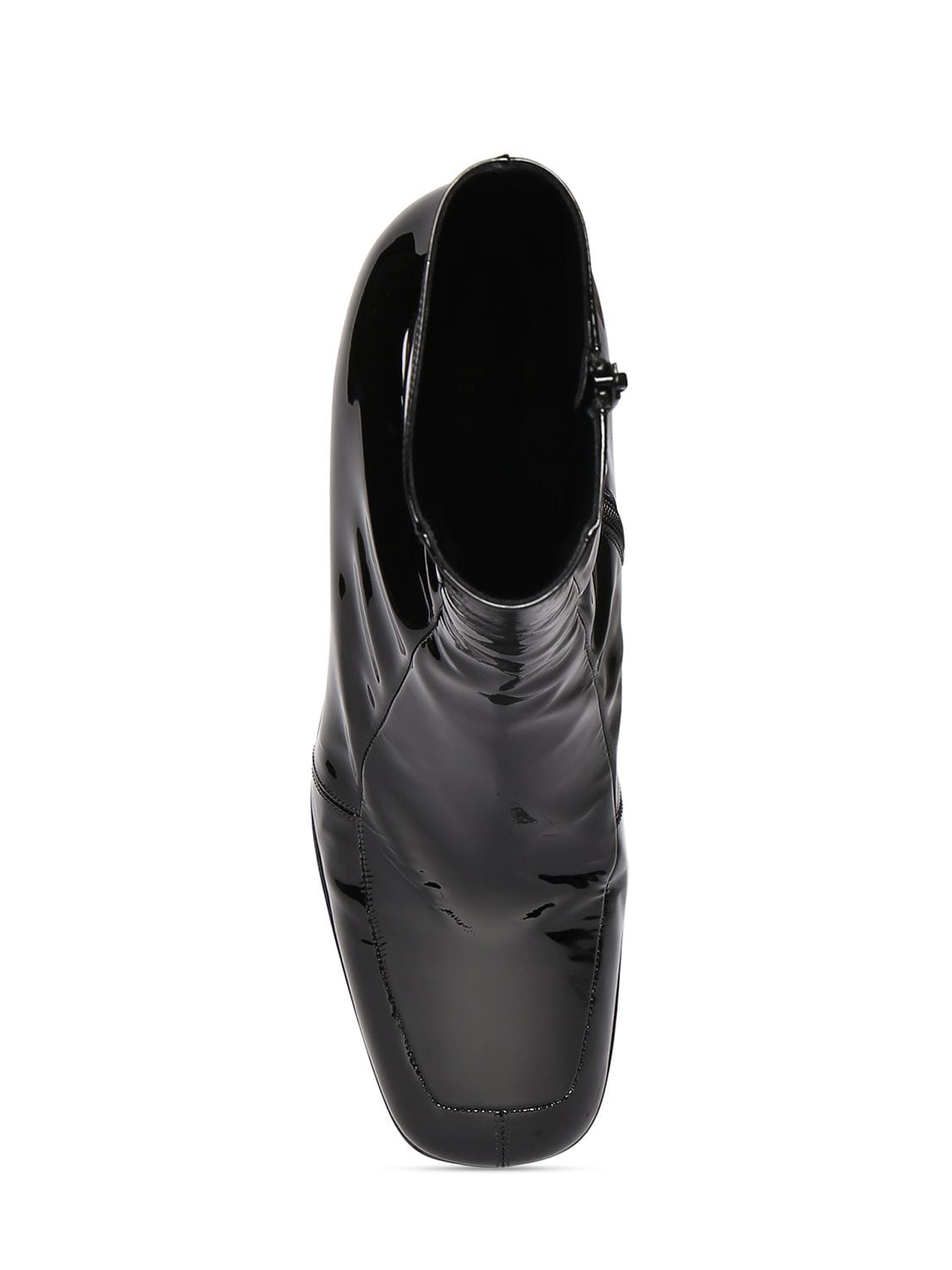 Shop Saint Laurent 75mm Beau Zip-up Patent Leather Boots In Black
