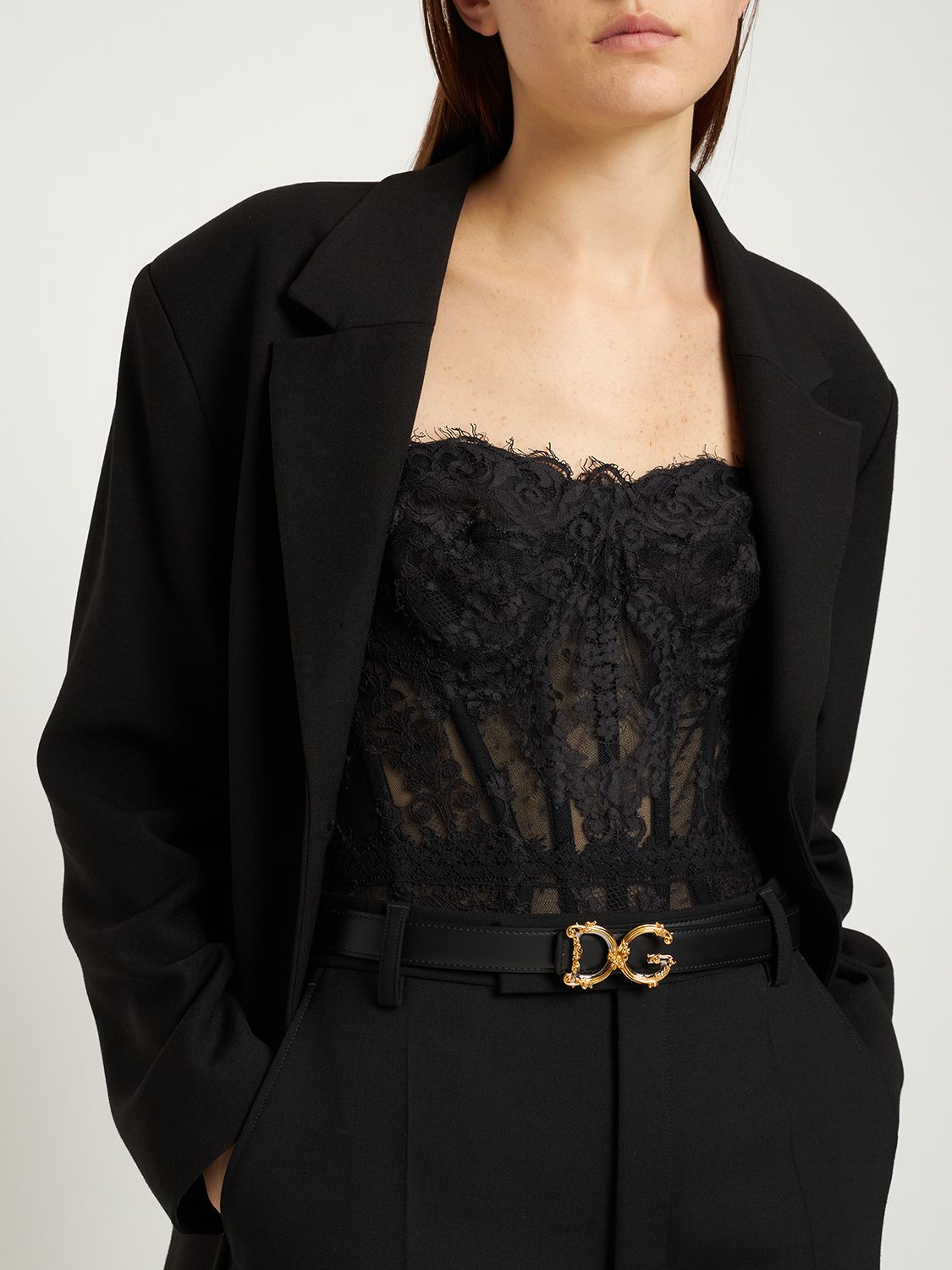 Shop Dolce & Gabbana 2.5cm Dg Iconic Baroque Leather Belt In Black
