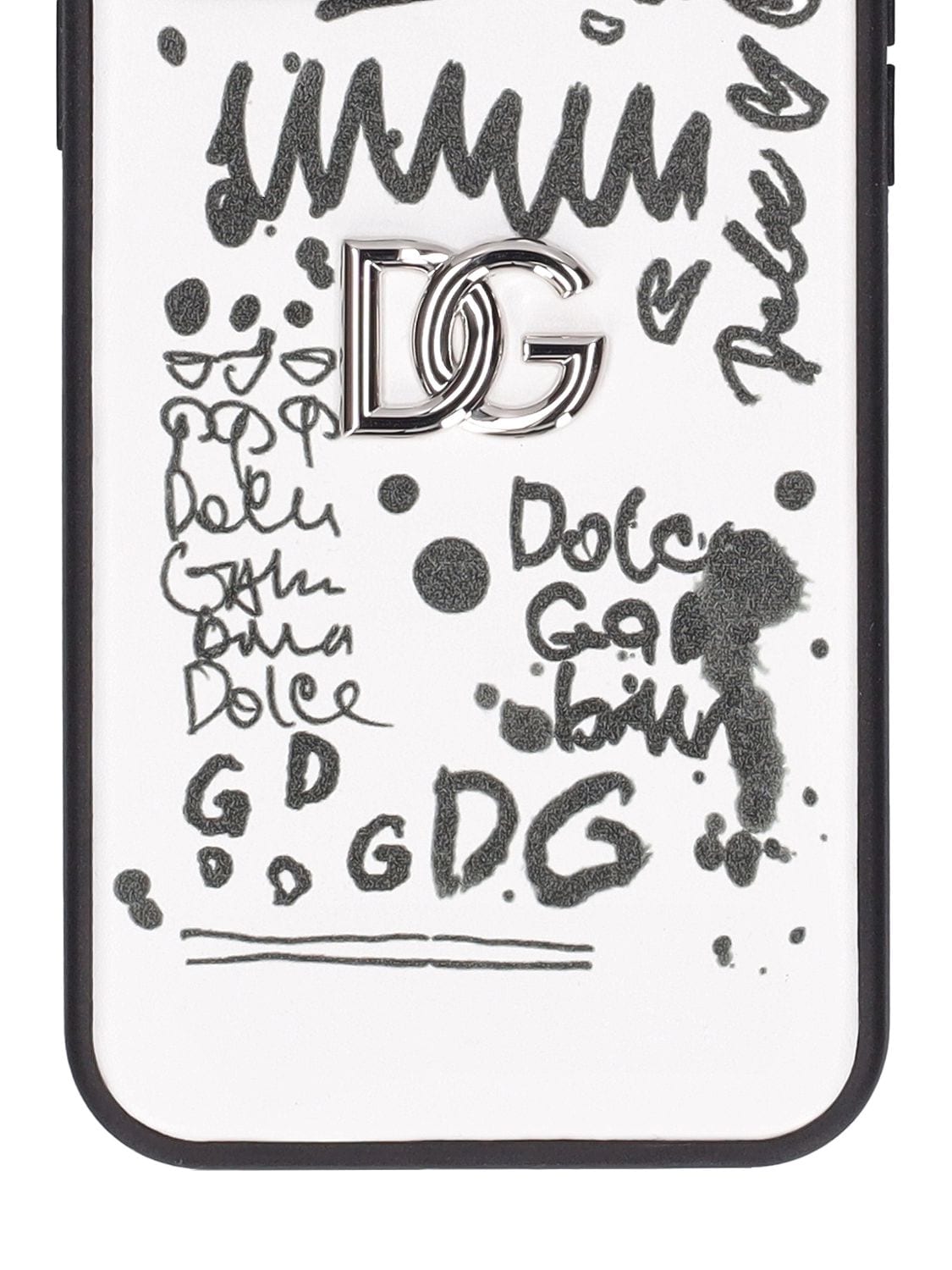 Dolce & Gabbana Graffiti Leather Iphone 13 Pro Case In White,black