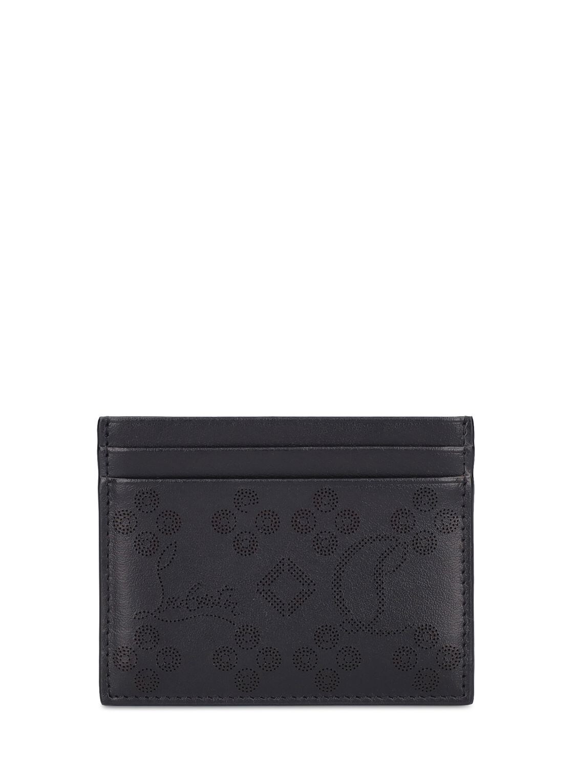 Shop Christian Louboutin W Kios Perforated Leather Card Holder In Black