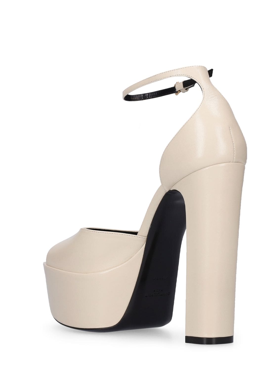 Shop Saint Laurent 95mm Jodie Leather Platform Sandals In Pearl