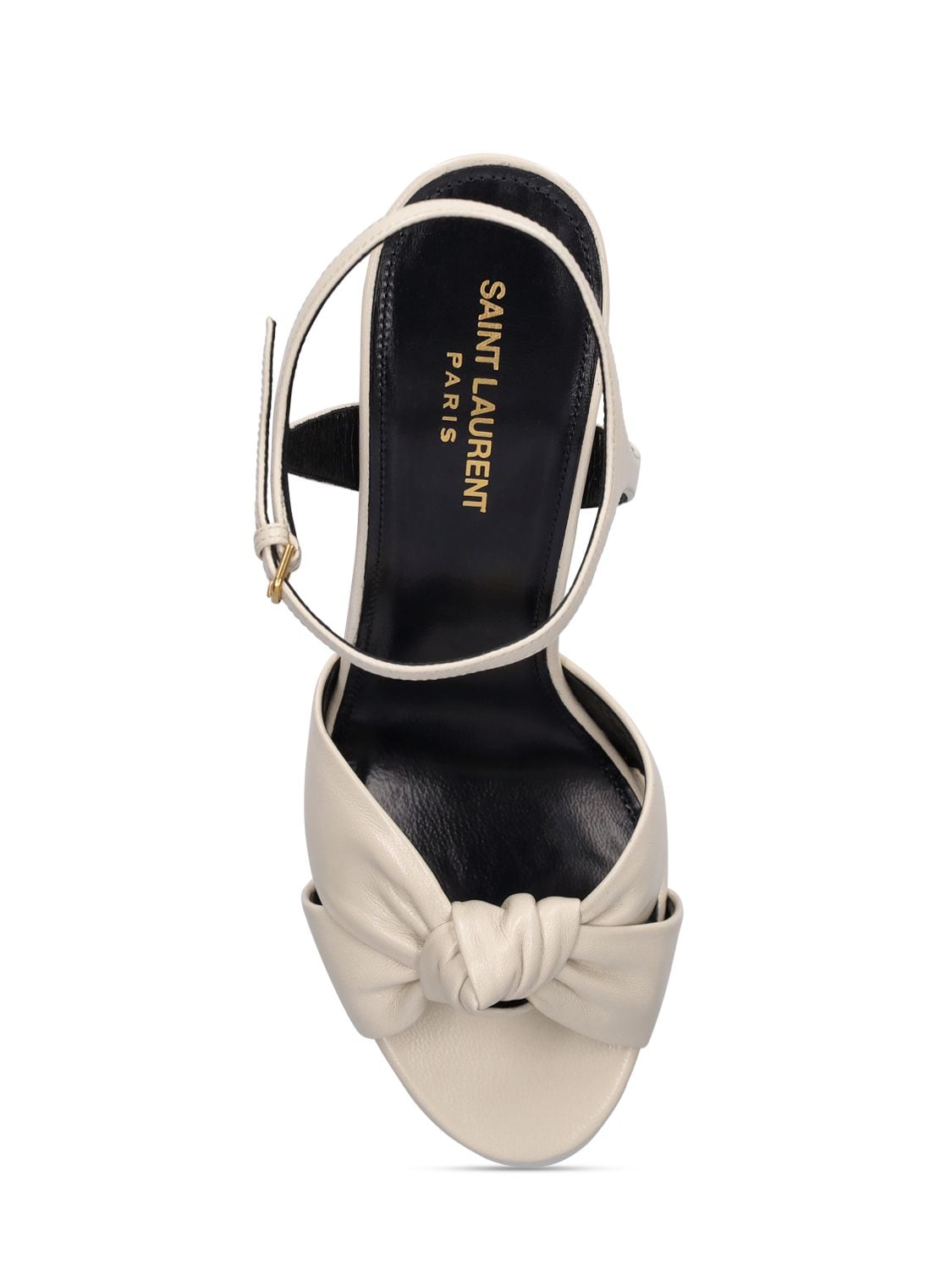 Shop Saint Laurent 85mm Bianca Leather Platform Sandals In Pearl
