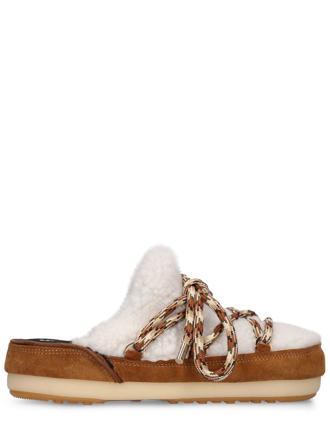 MOON BOOT SHEARLING & SUEDE MULES W/ LACES