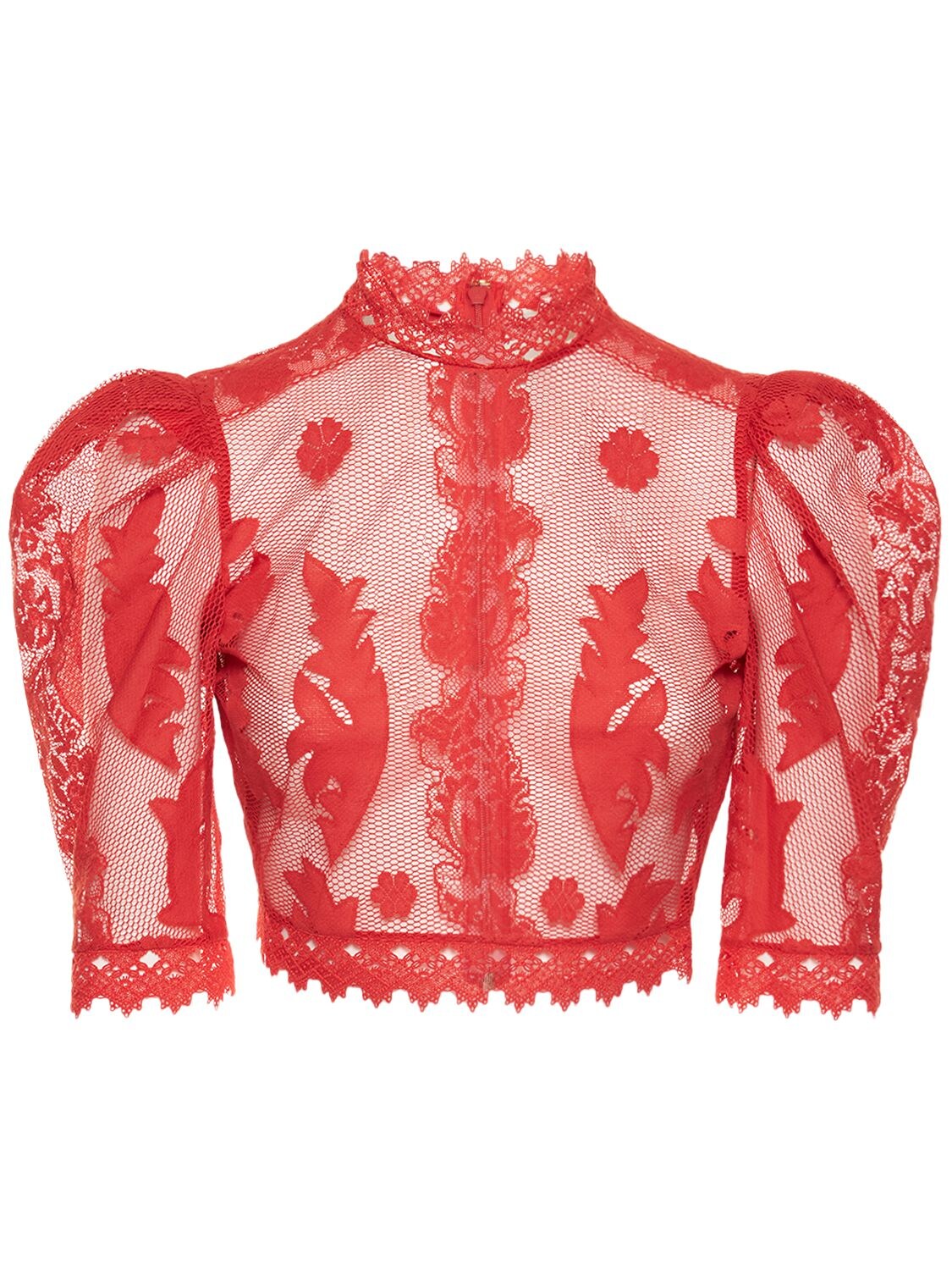 ZUHAIR MURAD Isabella Puff-sleeve Lace Top