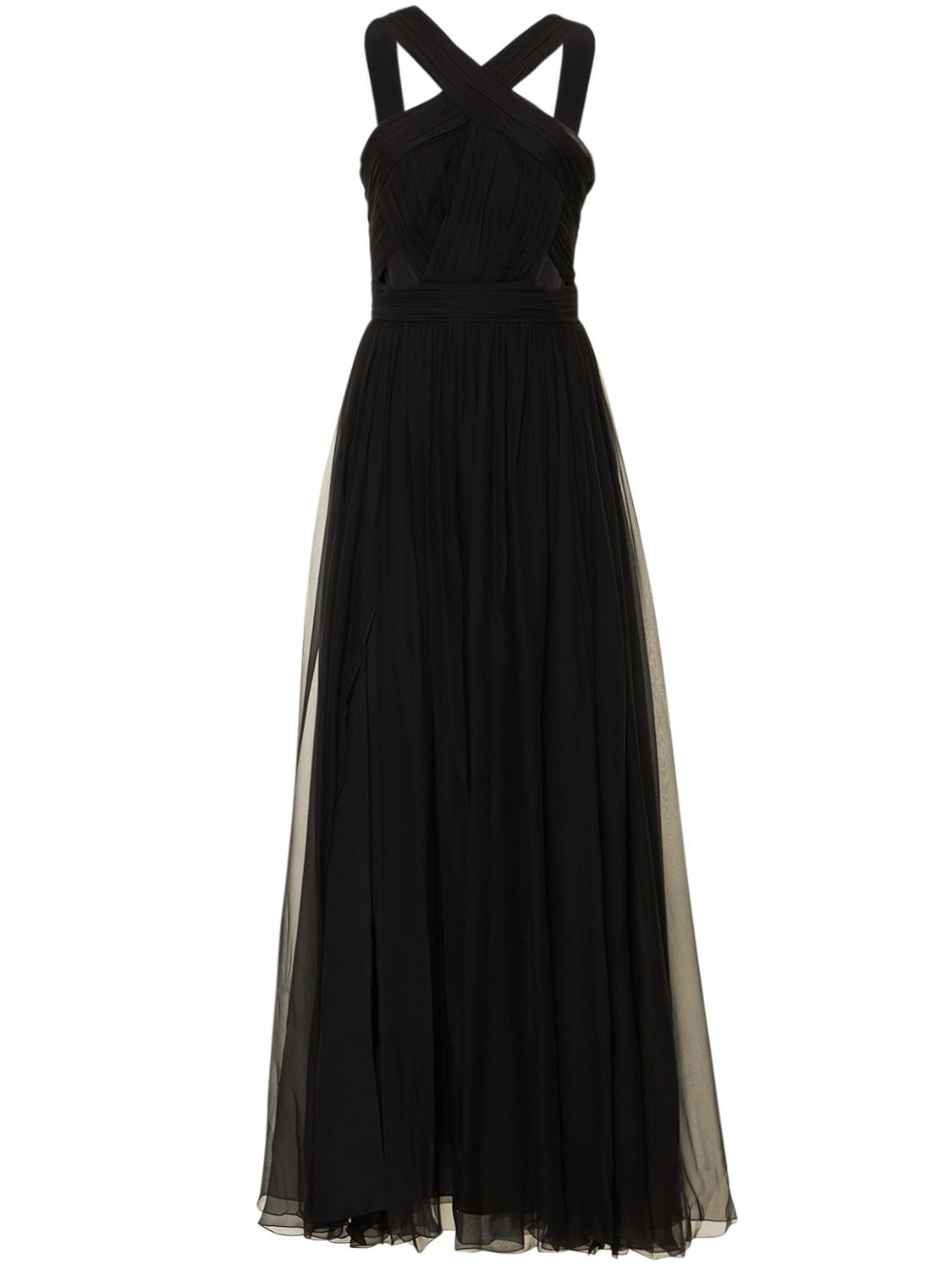 Zuhair Murad Silk Chiffon Cut Out Long Dress In Black | ModeSens