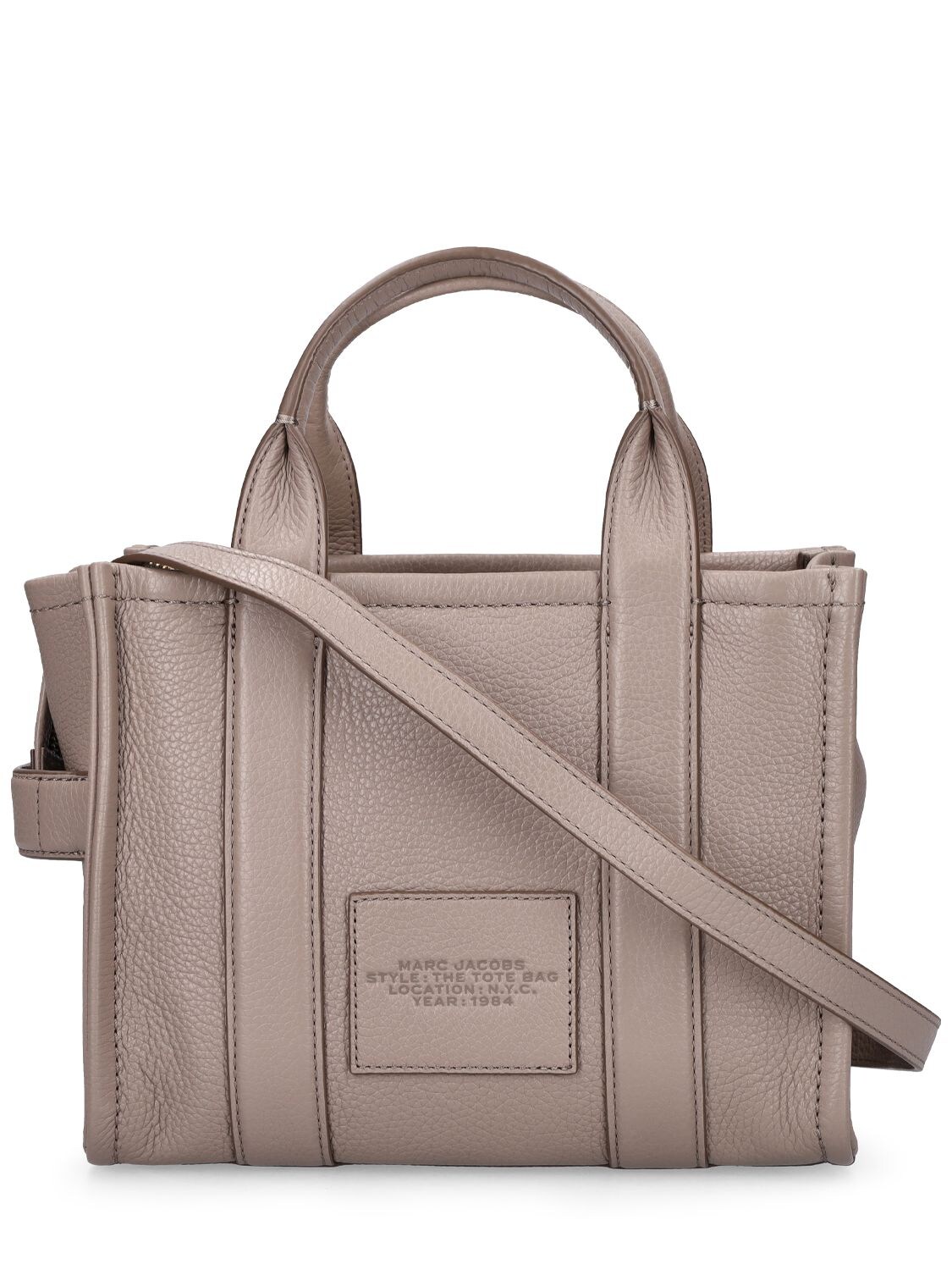 Shop Marc Jacobs (the) The Small Tote Leather Bag In Light Grey