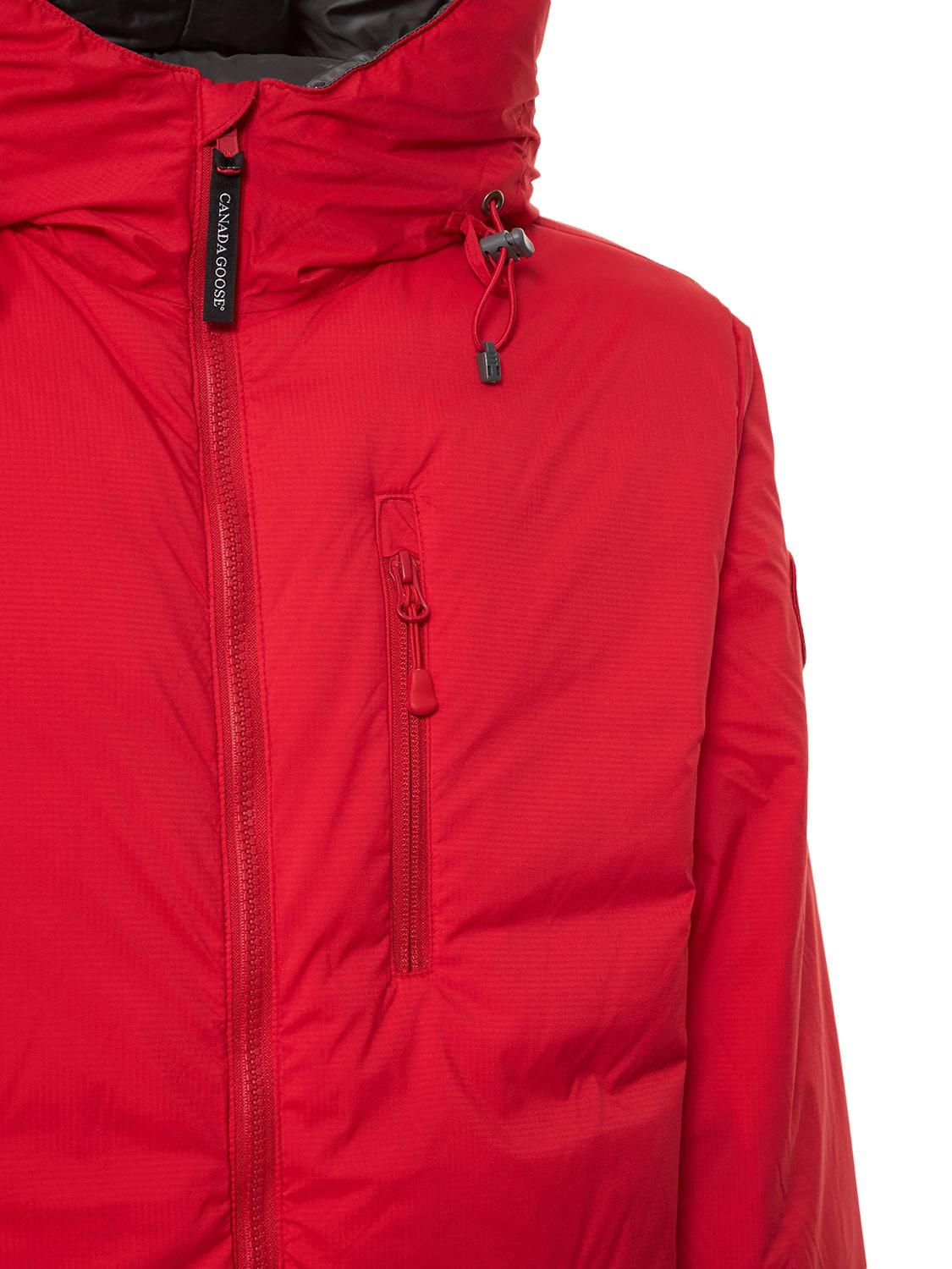 Shop Canada Goose Lodge Hooded Nylon Down Jacket In Red