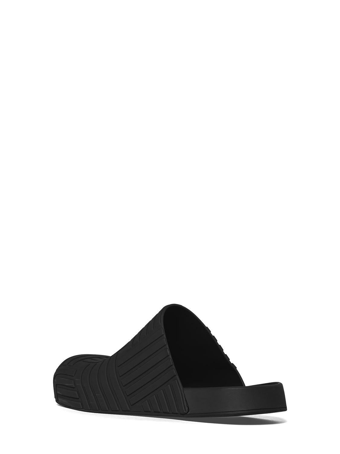 Shop Bottega Veneta Slider Rubber Sandals In Black