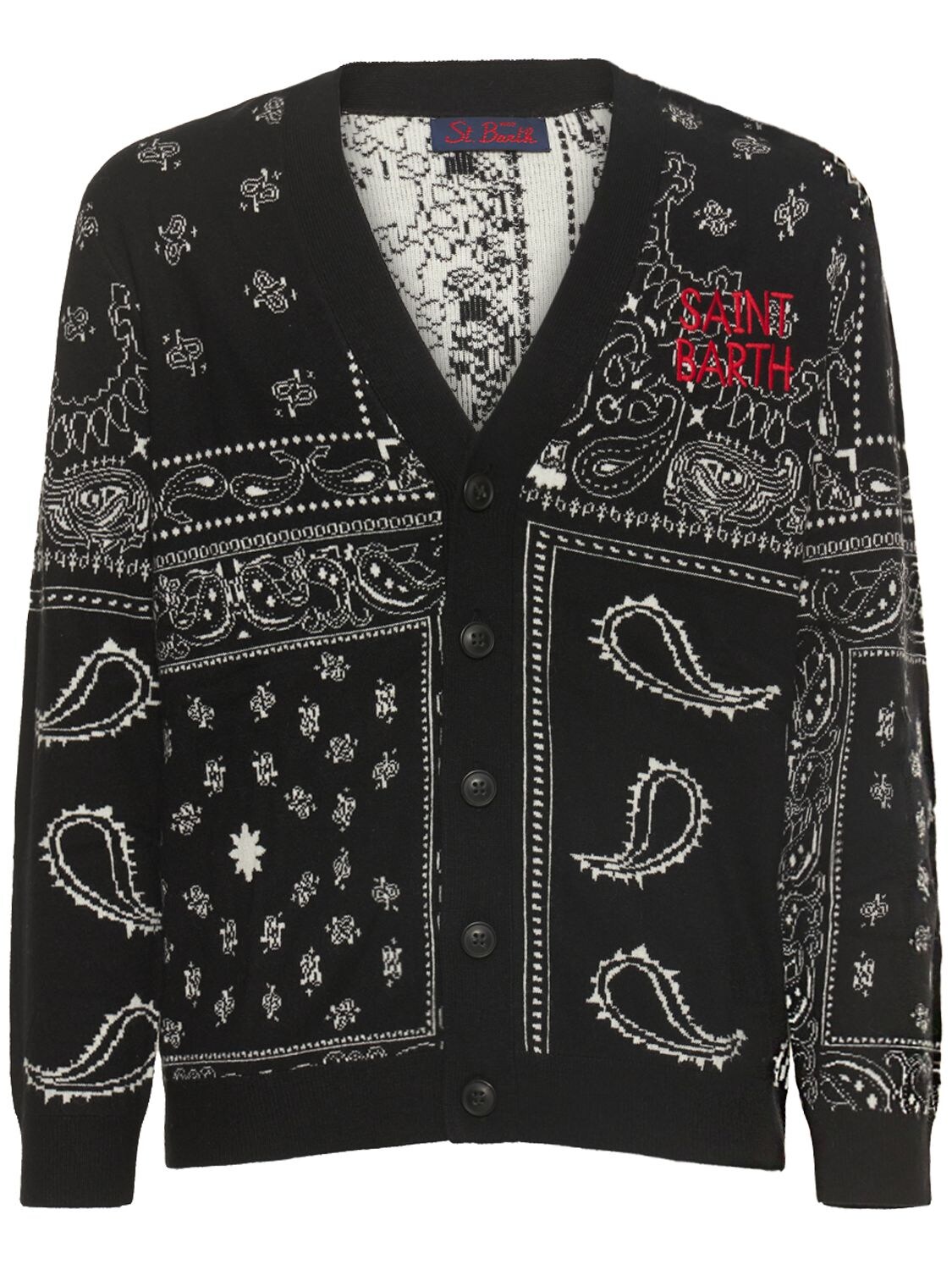 MC2 SAINT BARTH BANDANNA WOOL BLEND KNIT CARDIGAN