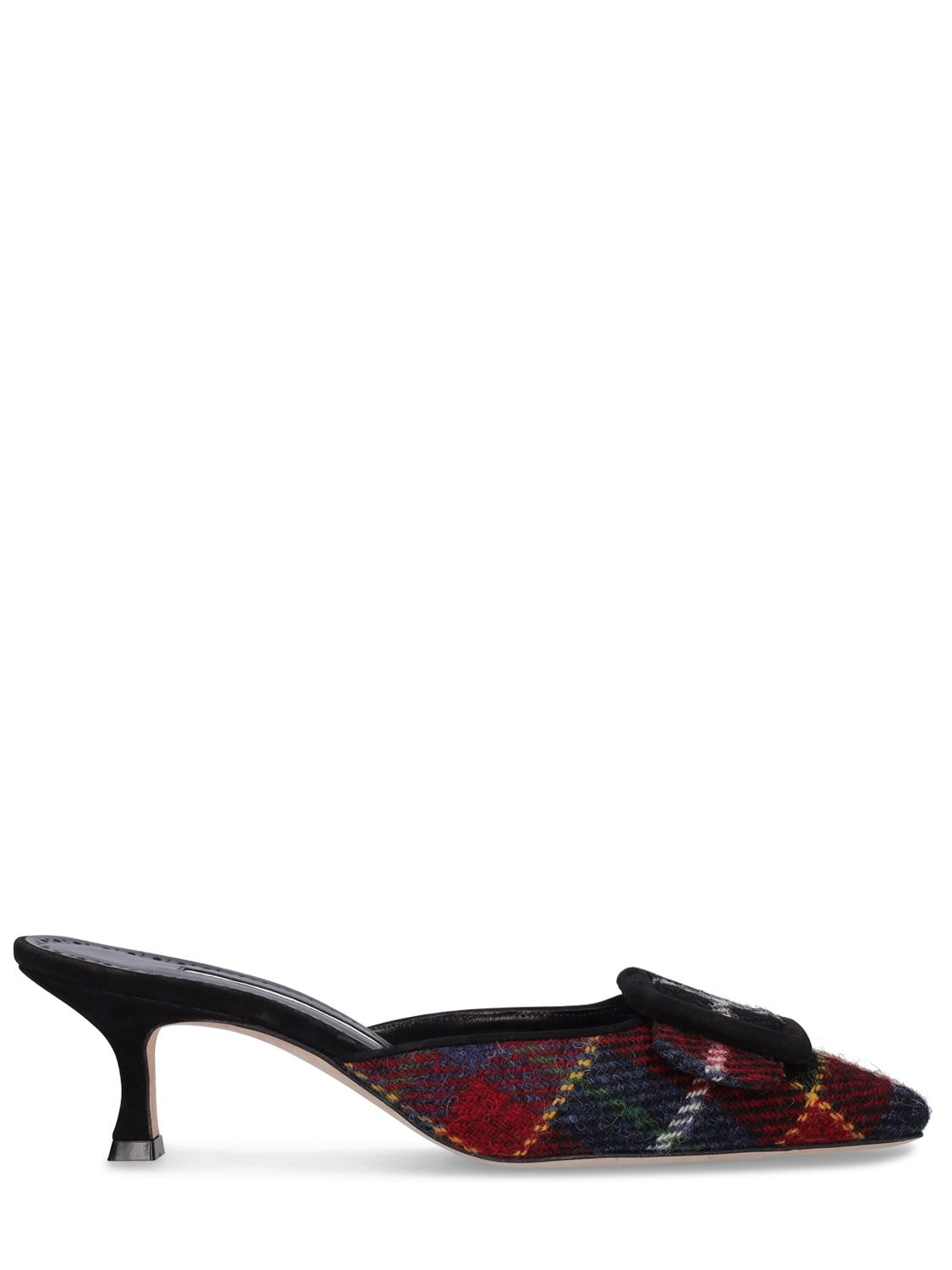 Manolo Blahnik 50mm Maysale Tartan Mules In Red,multi