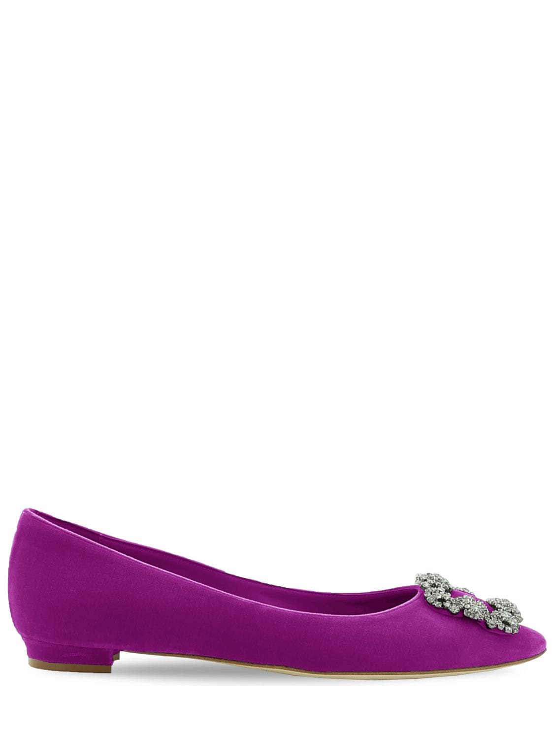 Manolo Blahnik 10mm Hangisi Fmc Velvet Flats In 퍼플