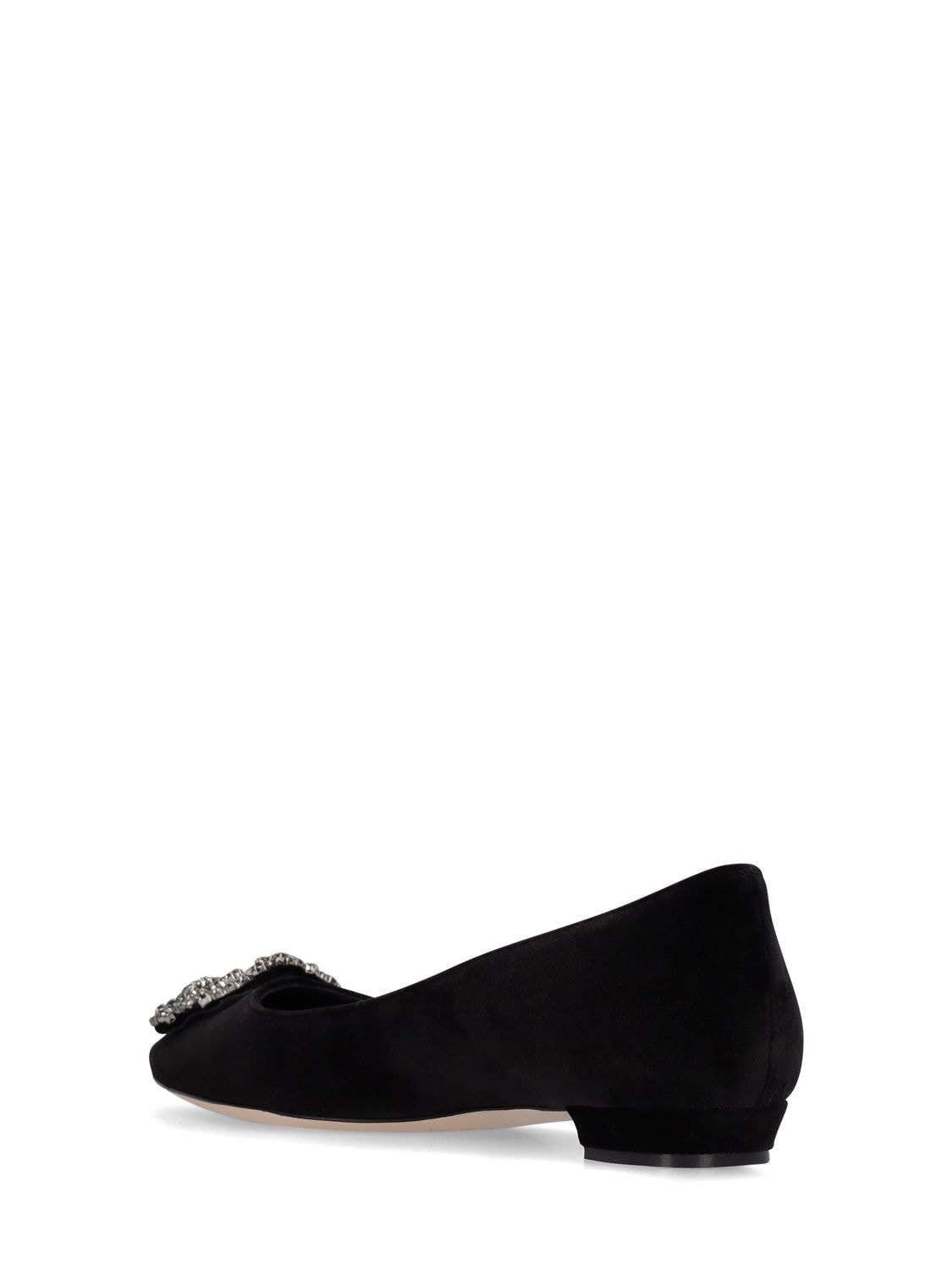 Shop Manolo Blahnik 10mm Hangisi Fmc Velvet Flats In Black