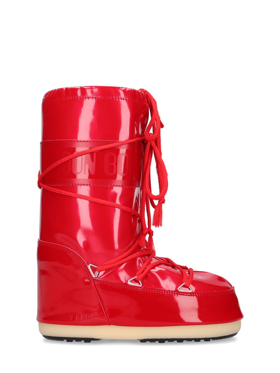 Moon Boot Kids' Icon Tall Vinyl Metallic Snow Boots In Red