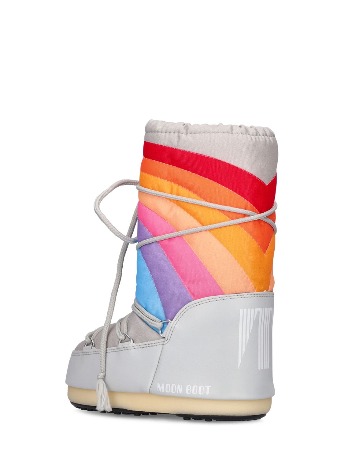 Shop Moon Boot Icon Tall Rainbow Nylon Snow Boots In Silver,multi
